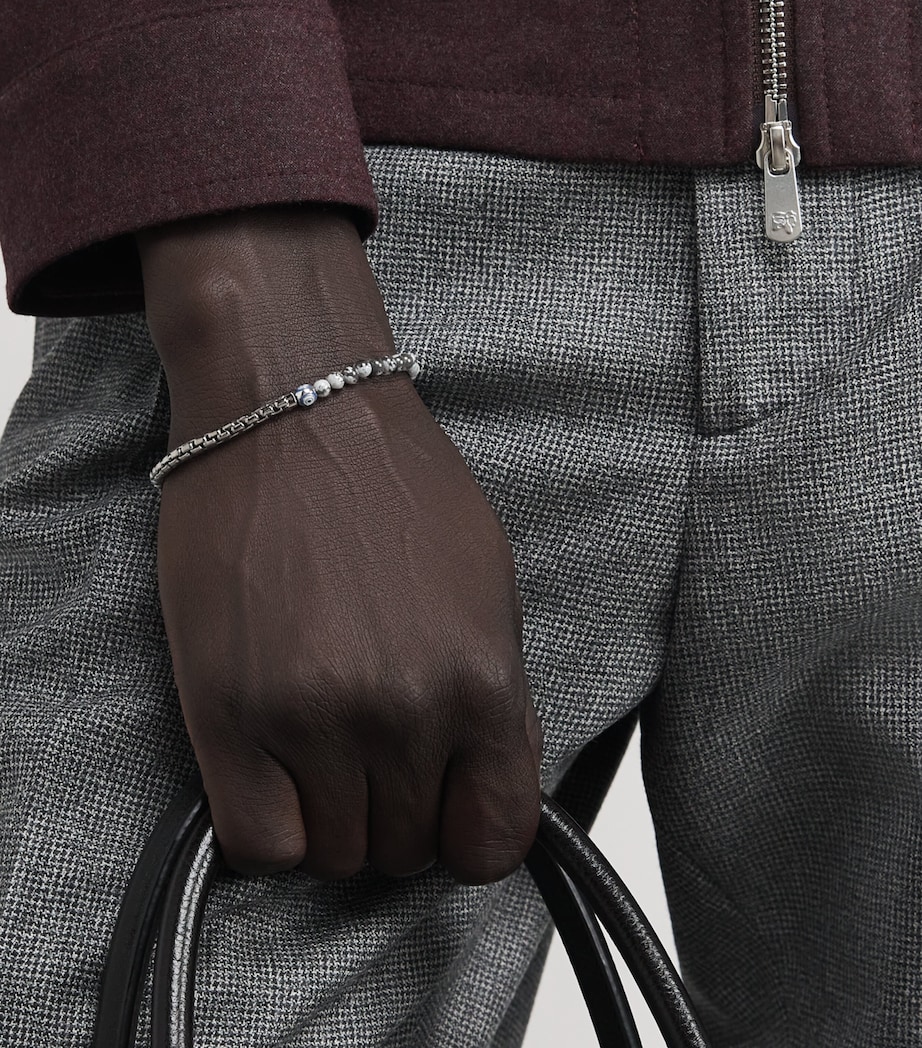 Sterling Silver and Obsidian Sennit Box Evil Eye Bracelet BLACK Image 2