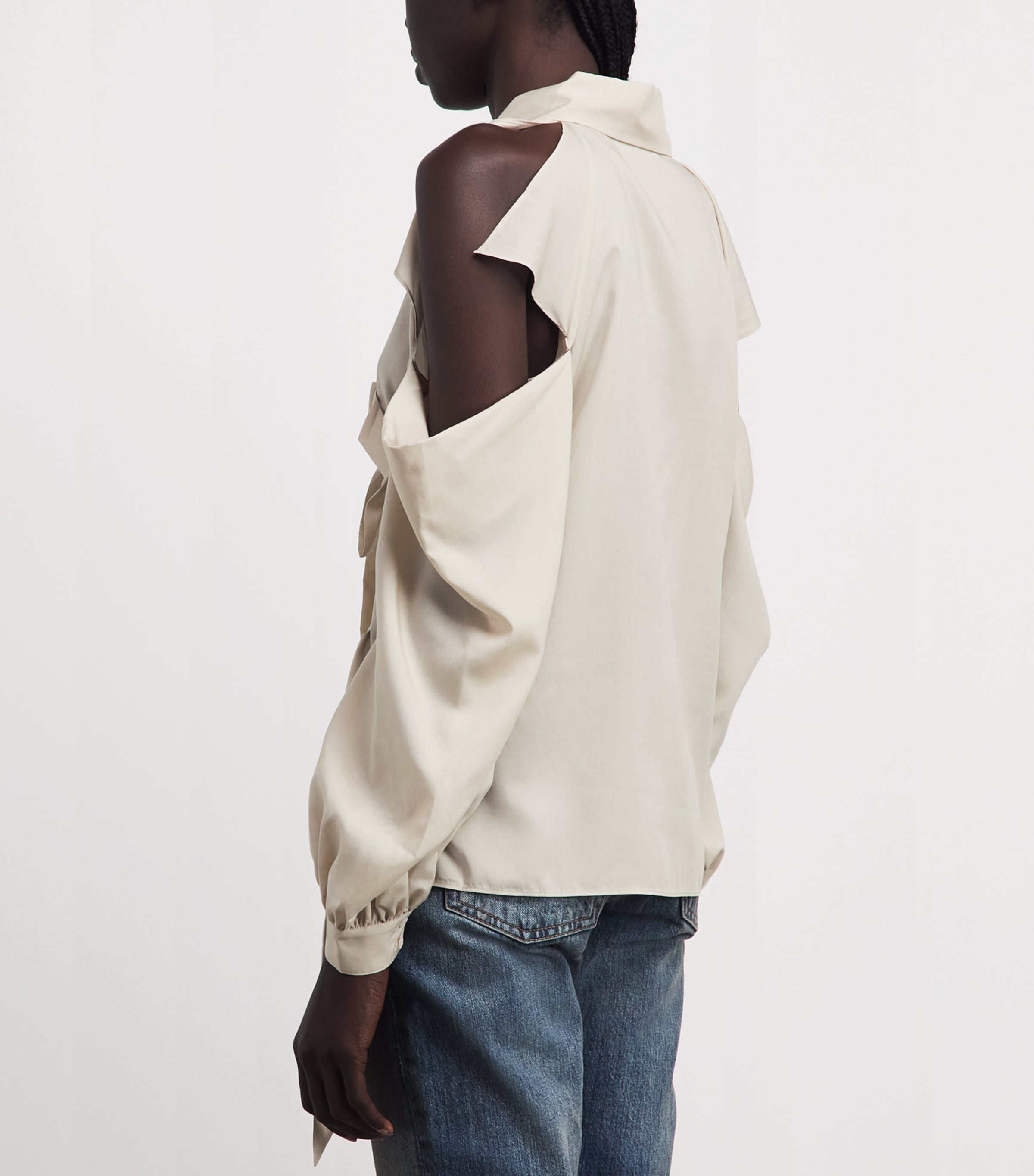 Acne Studios Womens Cut-Out Bow Blouse Light Beige Image 5