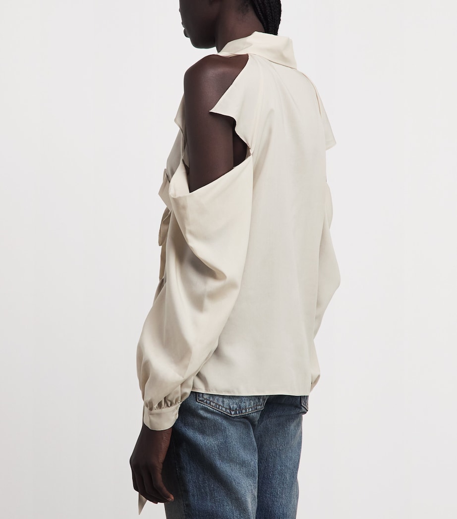 Acne Studios Womens Cut-Out Bow Blouse Light Beige Image 5