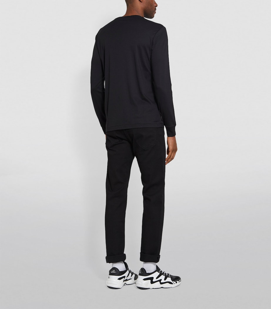 Pima Cotton Long-Sleeved T-Shirt BLACK Image 3
