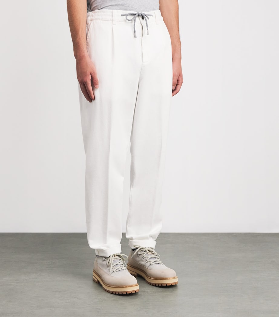 Cotton Drawstring Tapered Trousers BIANCO Image 3