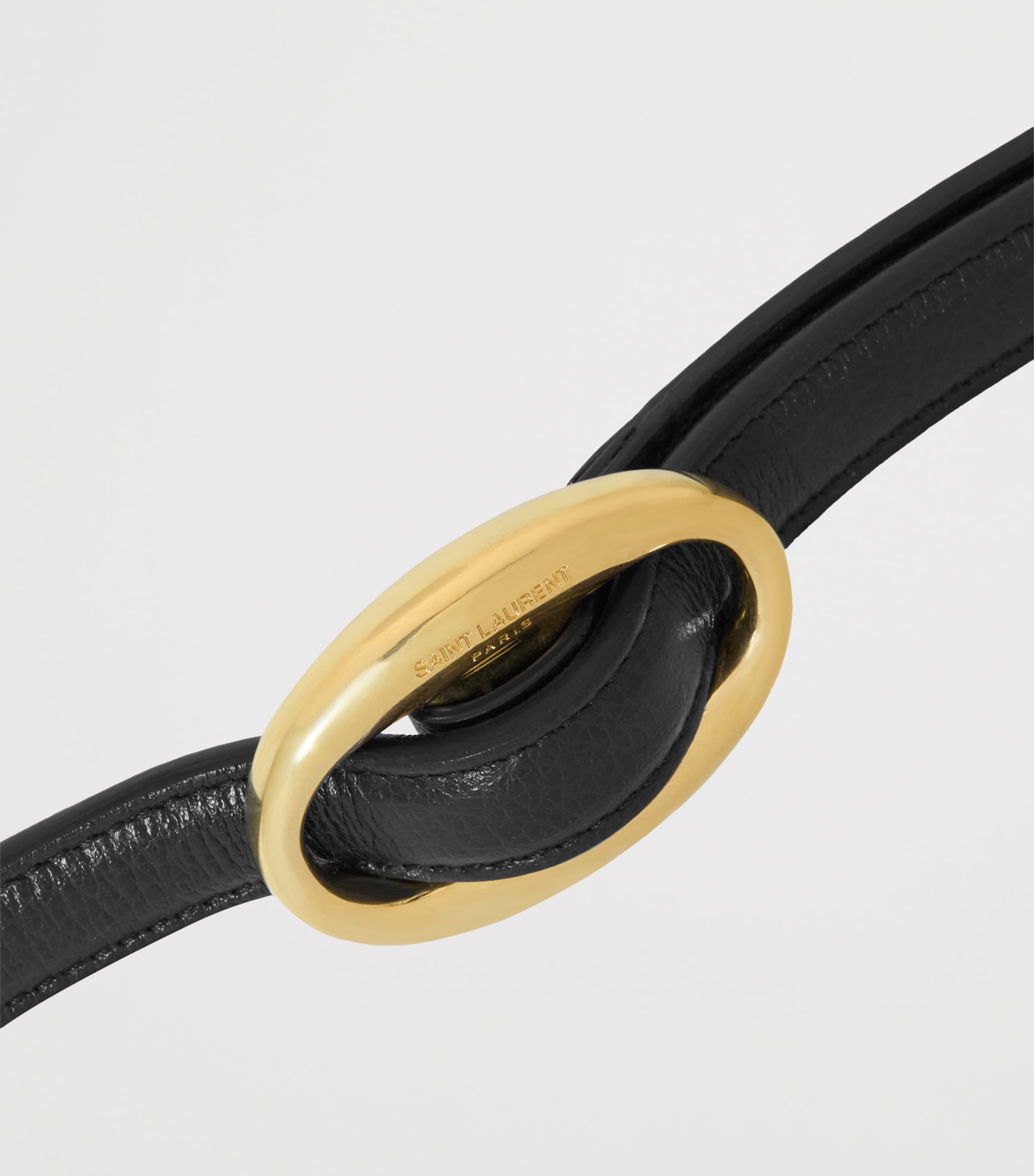 Saint Laurent Leather Reversible Oval-Buckle Belt Image 5