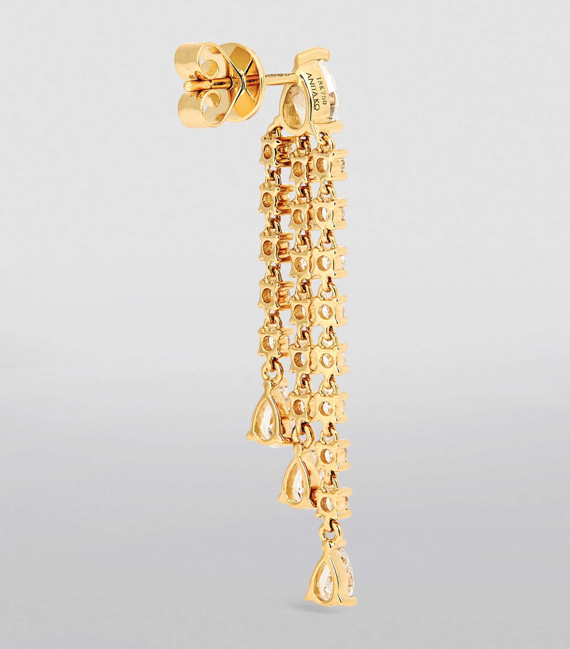 Yellow Gold and Diamond Pear Fringe Drop Earrings YELLOW GOLD Image 3