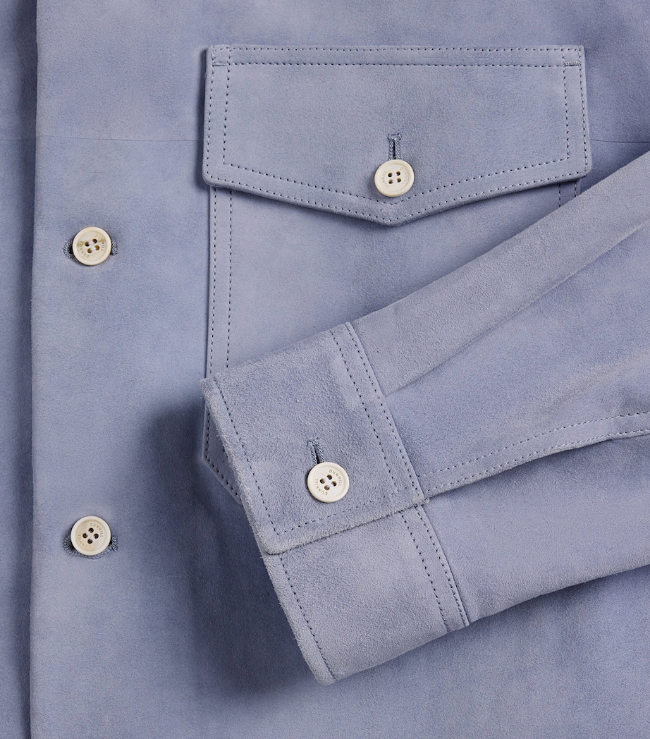 Dunhill Mens Suede Overshirt Lilac Image 7