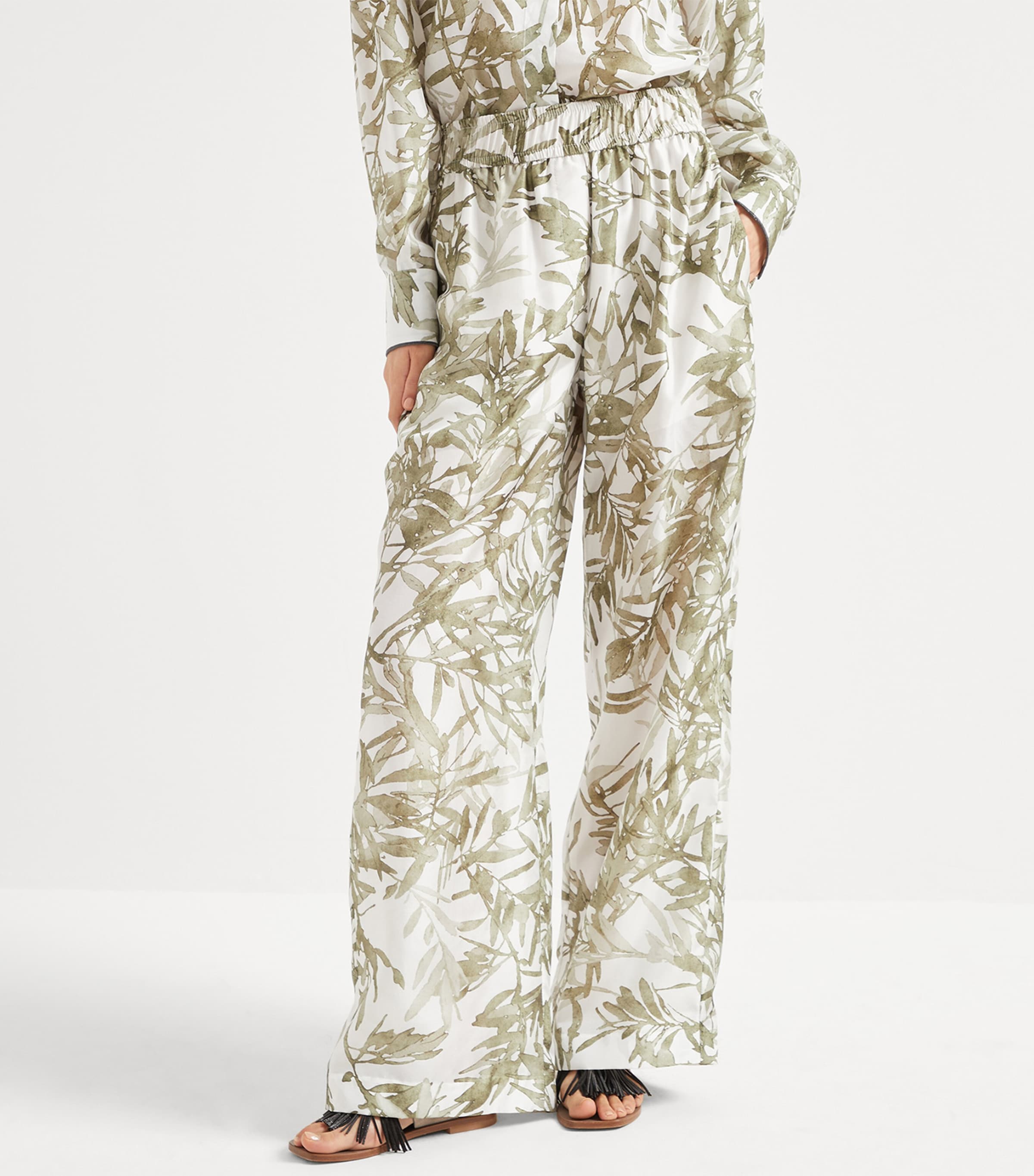 Brunello Cucinelli Silk Printed Pyjama-Style Trousers