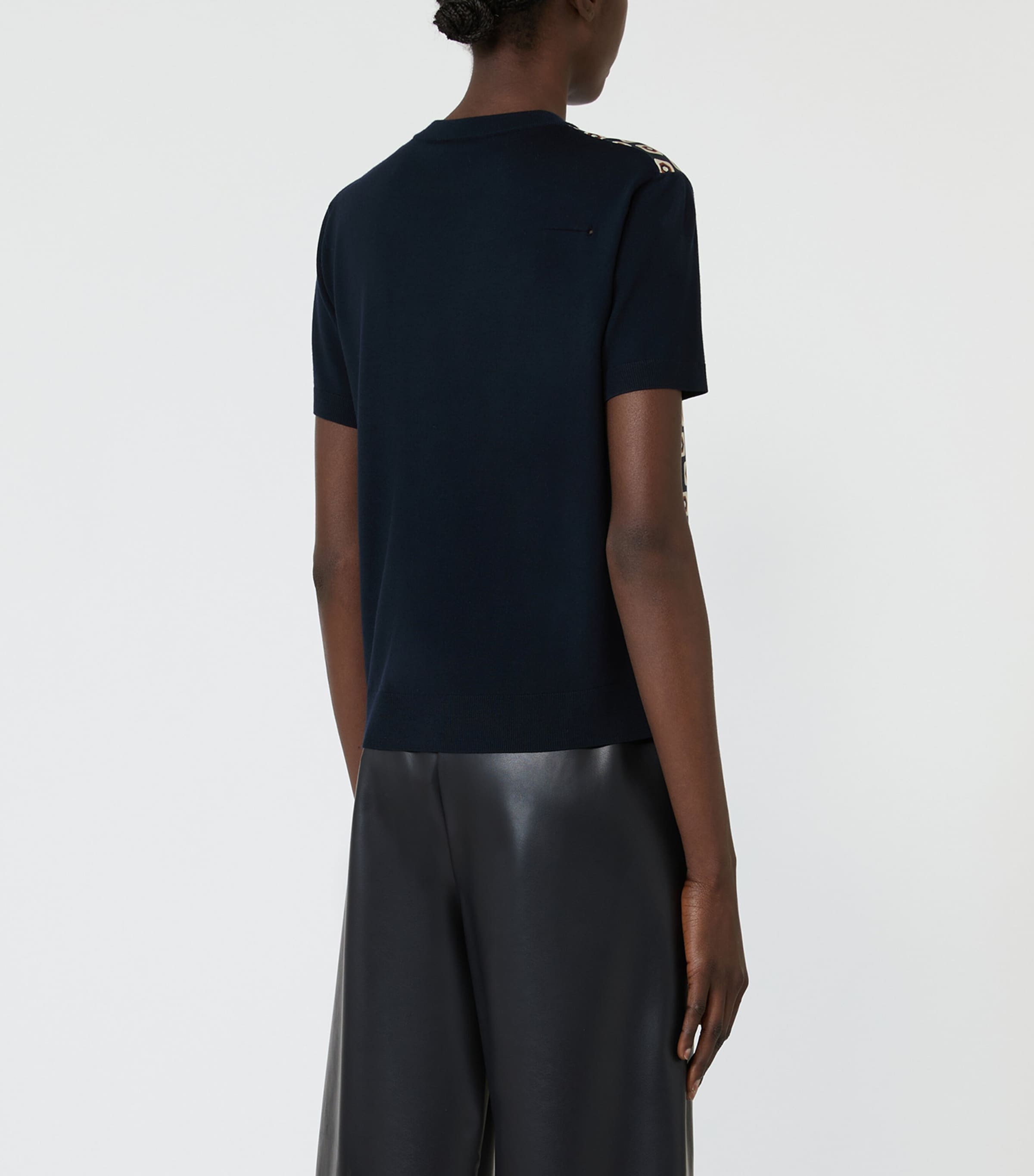 Max Mara Womens Wool-Silk Geometric T-Shirt Ultramarine Image 3