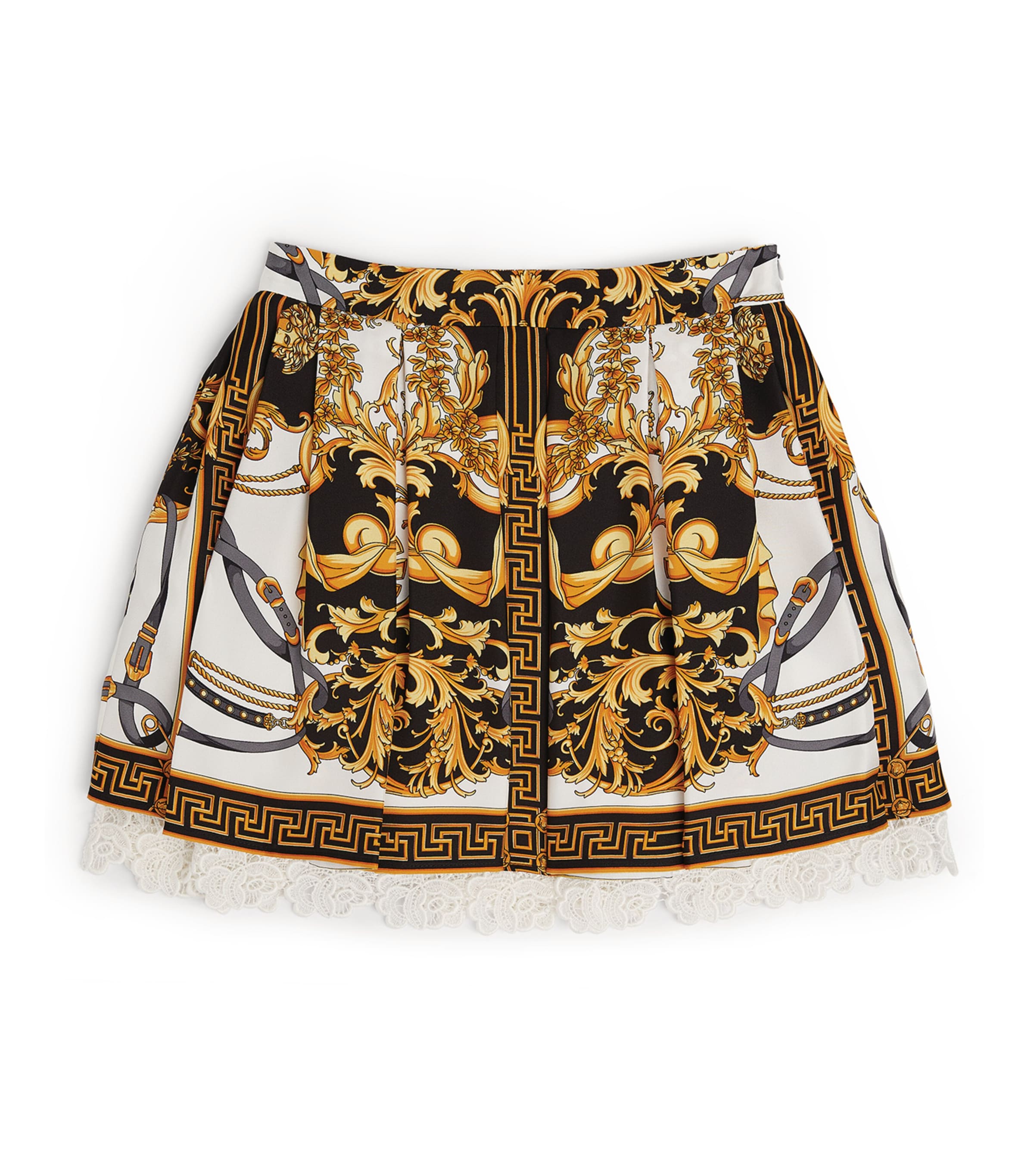 Versace Kids' Baroque Skater Skirt In White