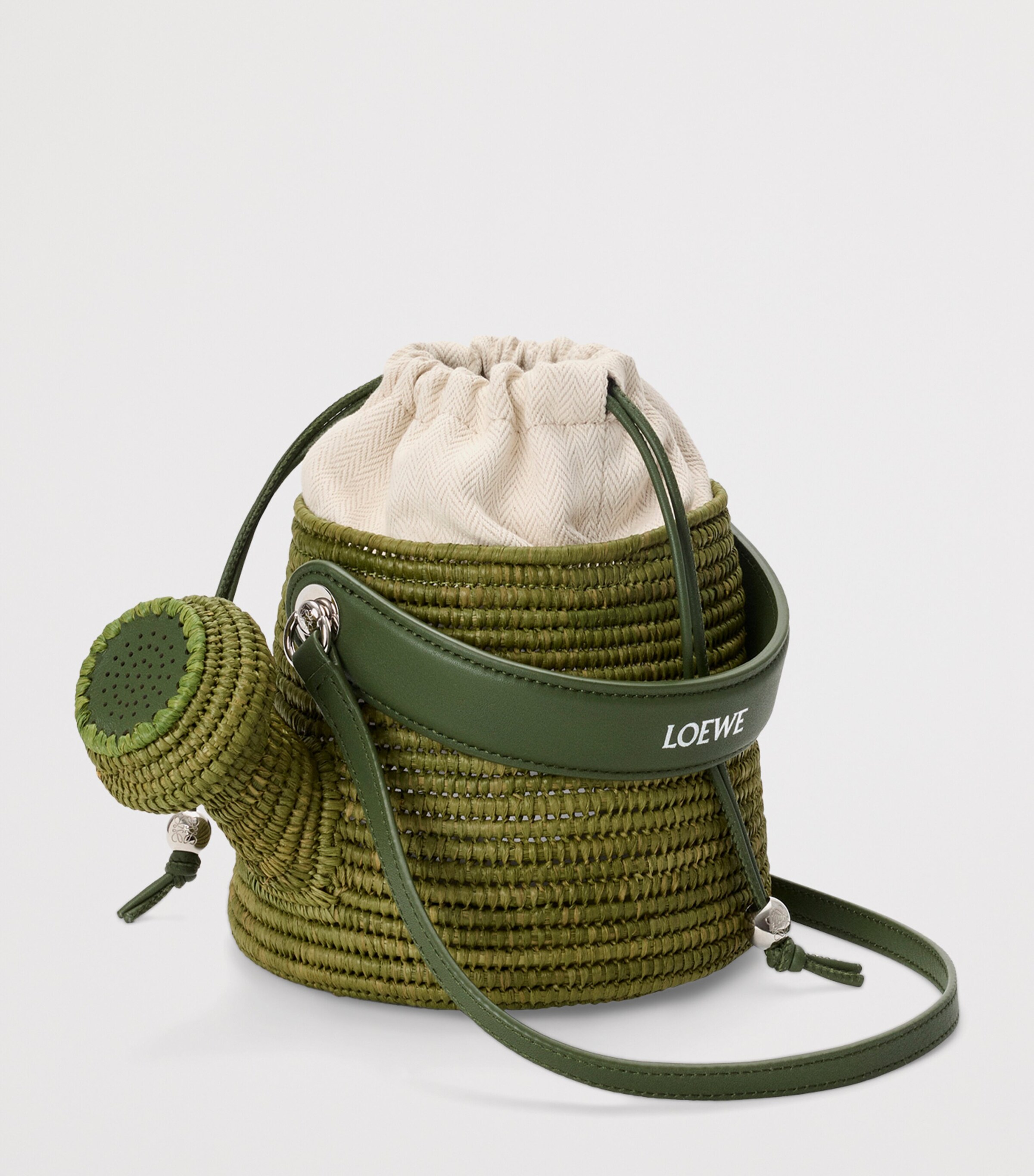 LOEWE x Paula's Ibiza Raffia Watering Can Shoulder Bag Green Image 2
