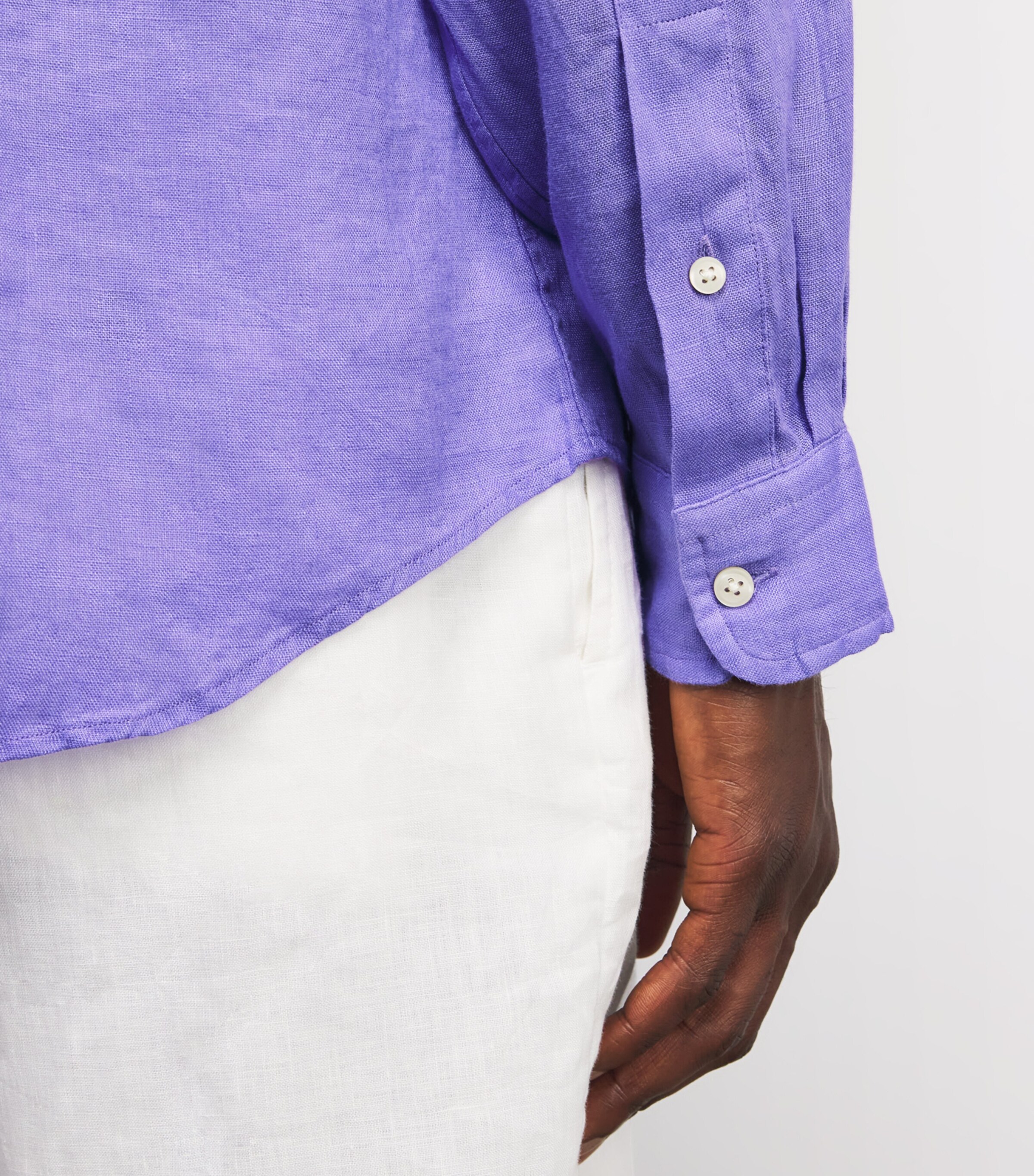 Linen Custom Fit Shirt PURPLE Image 6