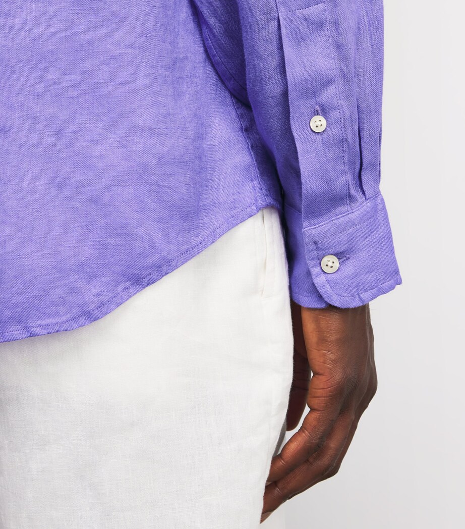 Linen Custom Fit Shirt PURPLE Image 6