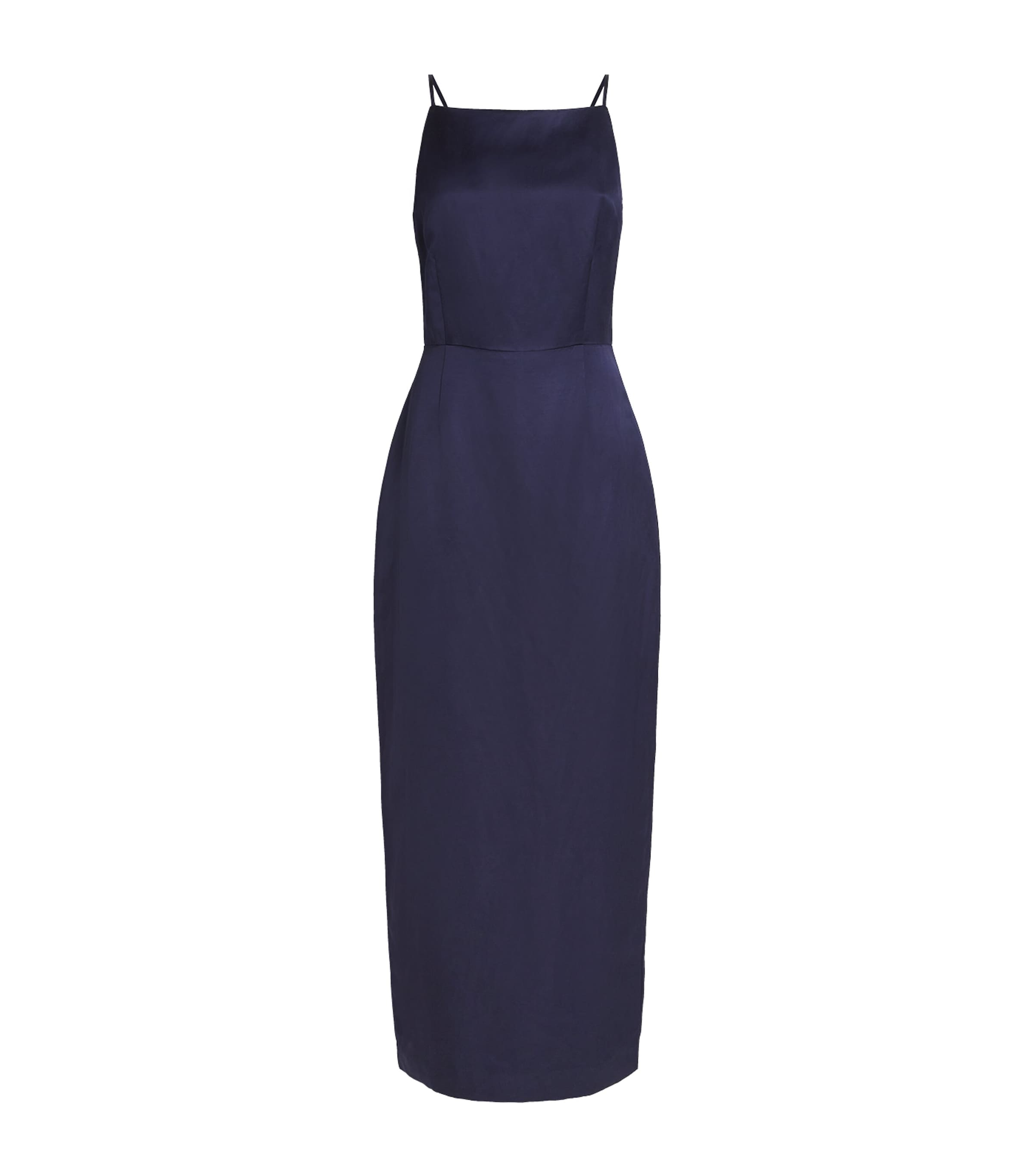 Posse Strappy Square-neck Midi Dress In Navy