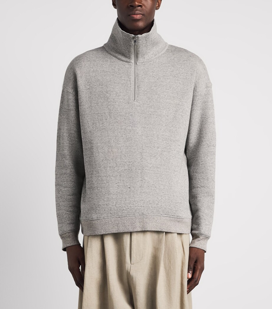 FRAME Mens Wool-Cotton Half-Zip Sweater Hgry Heather Grey Image 4