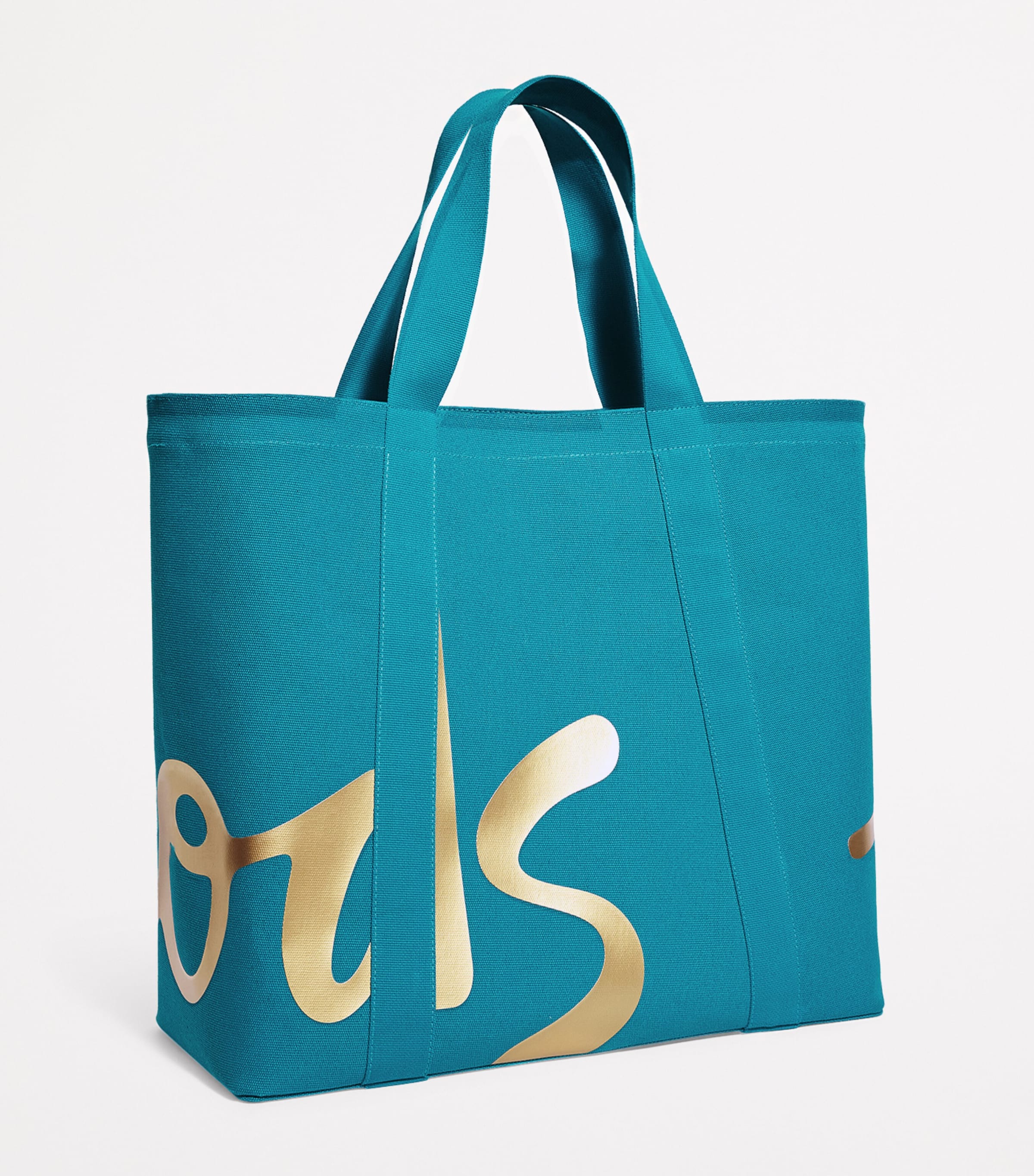 Large Cotton Logo Tote Bag TEAL Image 3