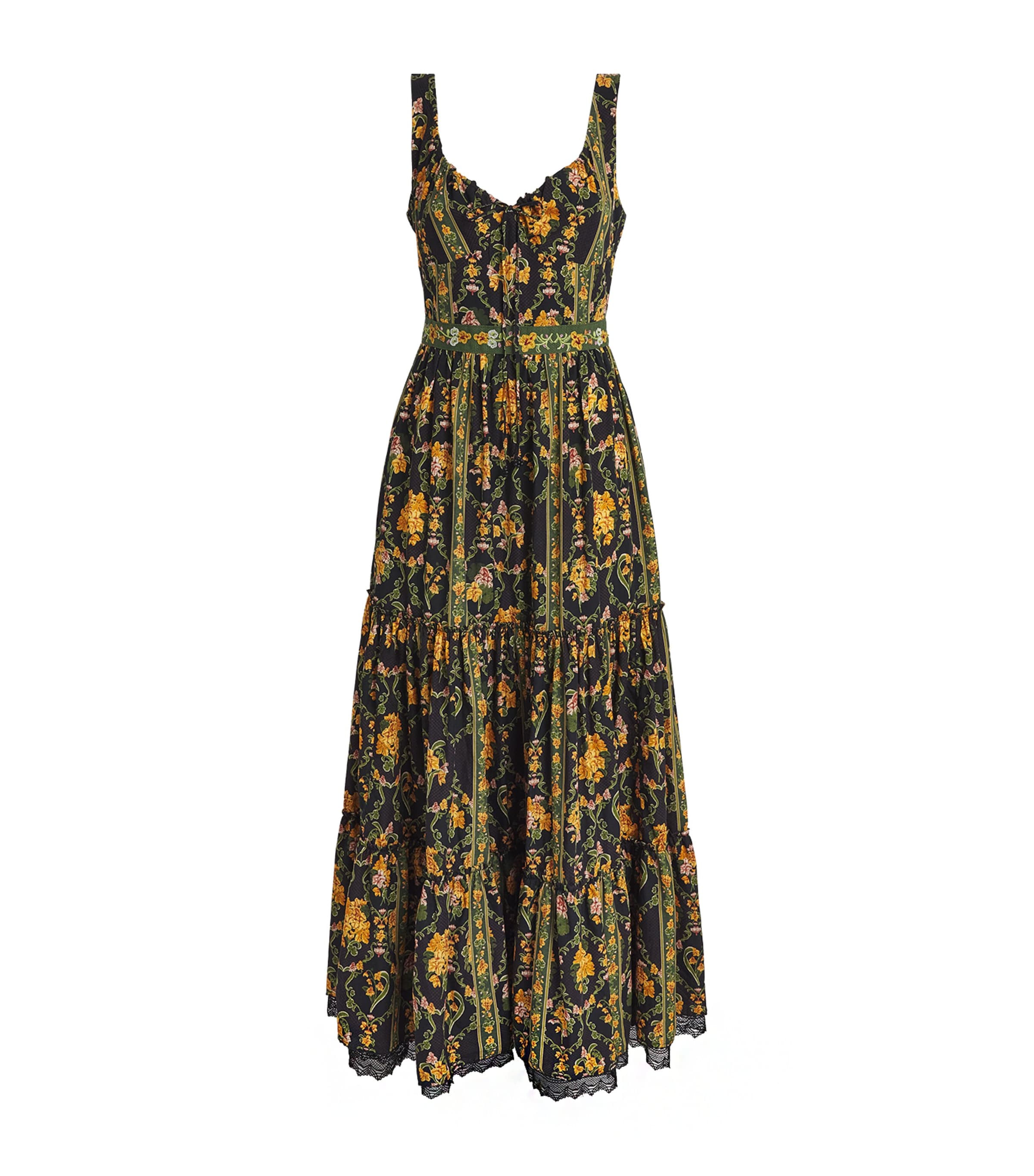 black and white dress contrast Didi Ankara Maxi Dress |Yellow African Floral Print – M.A.DKollection main image 1