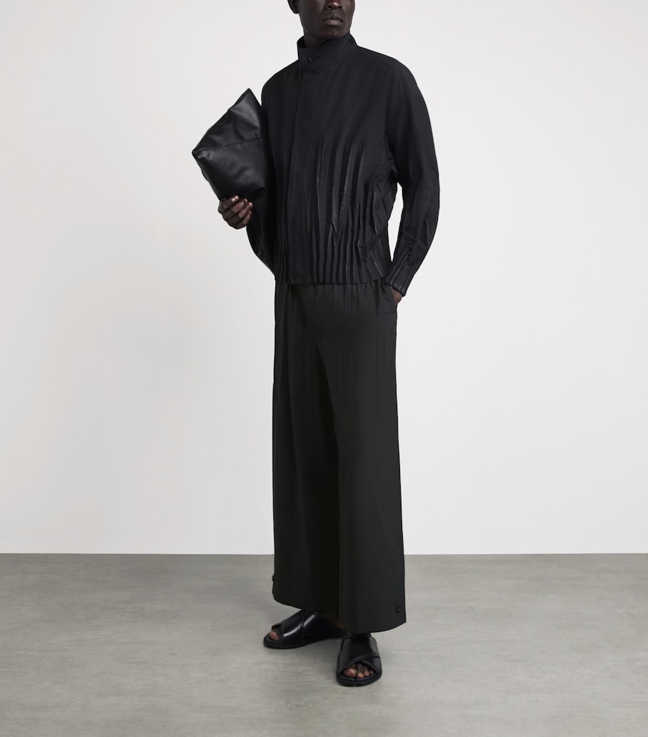 IM MEN Mens Waft Wide-Leg Trousers Black Image 2