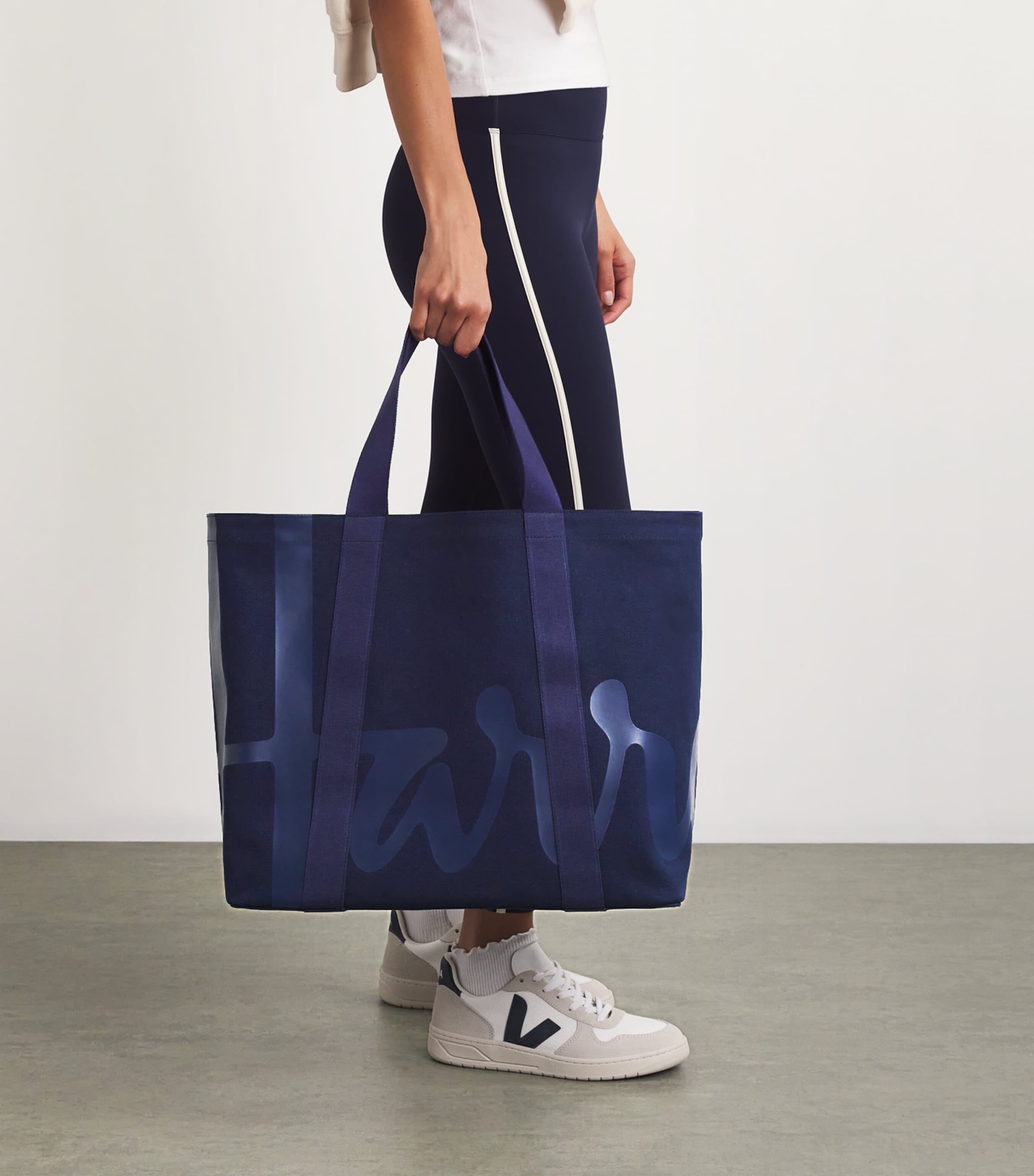 Large Cotton Logo Tote Bag NAVY Image 5