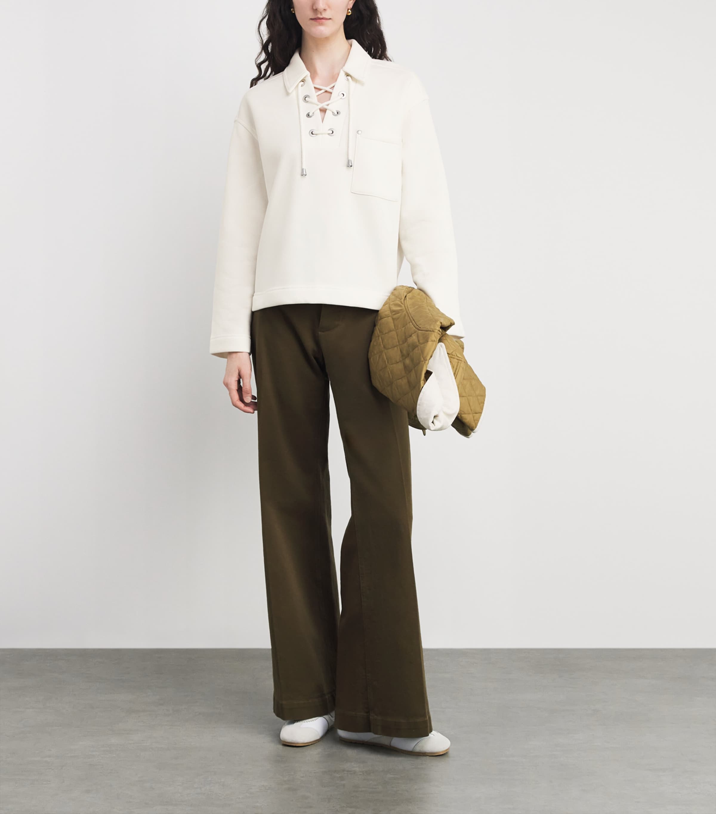 Barbour Womens Cotton-Blend Daya Sweater Ecru Image 2