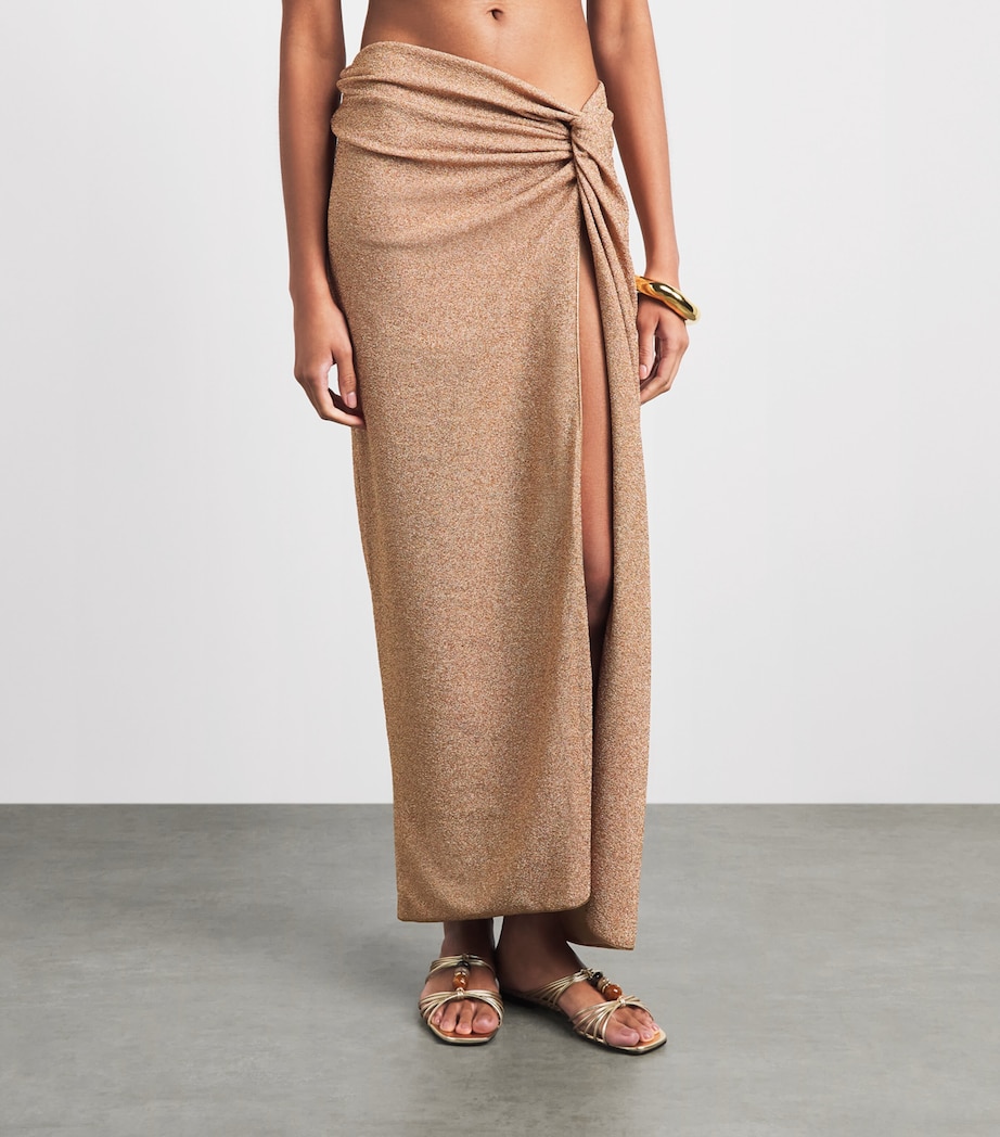 Devon Windsor Womens Glitter Knot Maxi Skirt Gold Shimmer Image 4