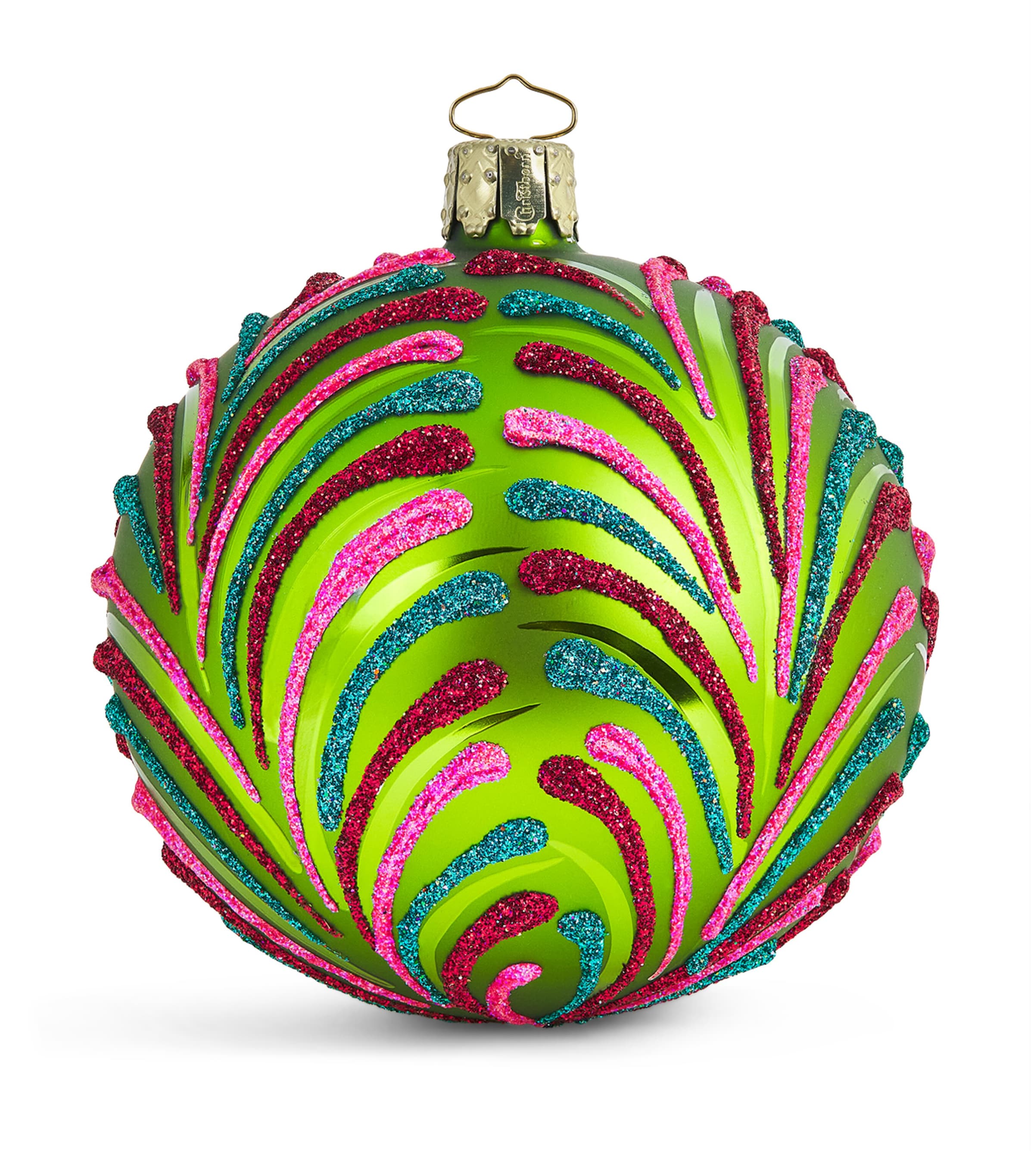 Shop Harrods Glass Embellished Bauble In Green