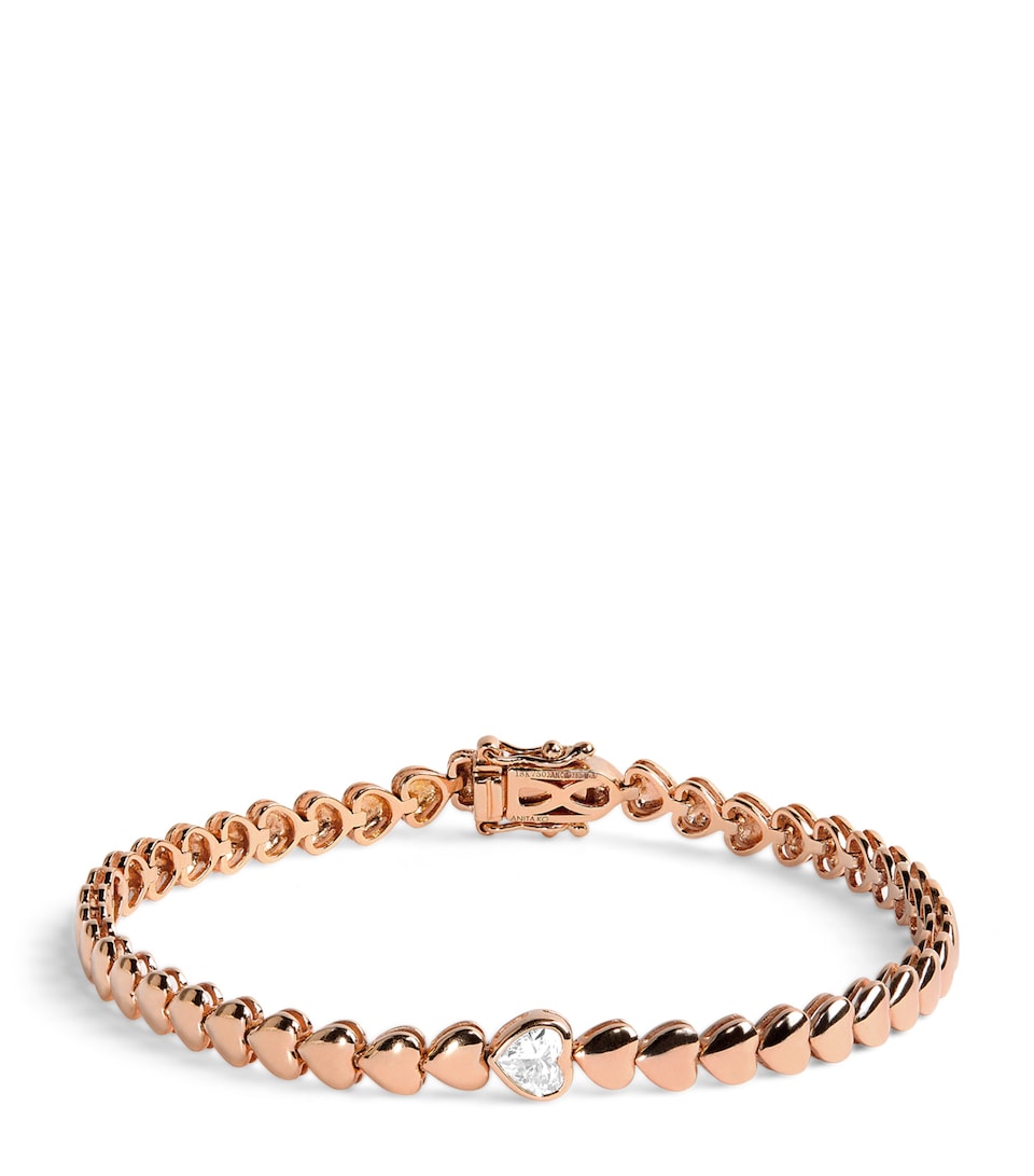 Rose Gold and Diamond Heart Bracelet