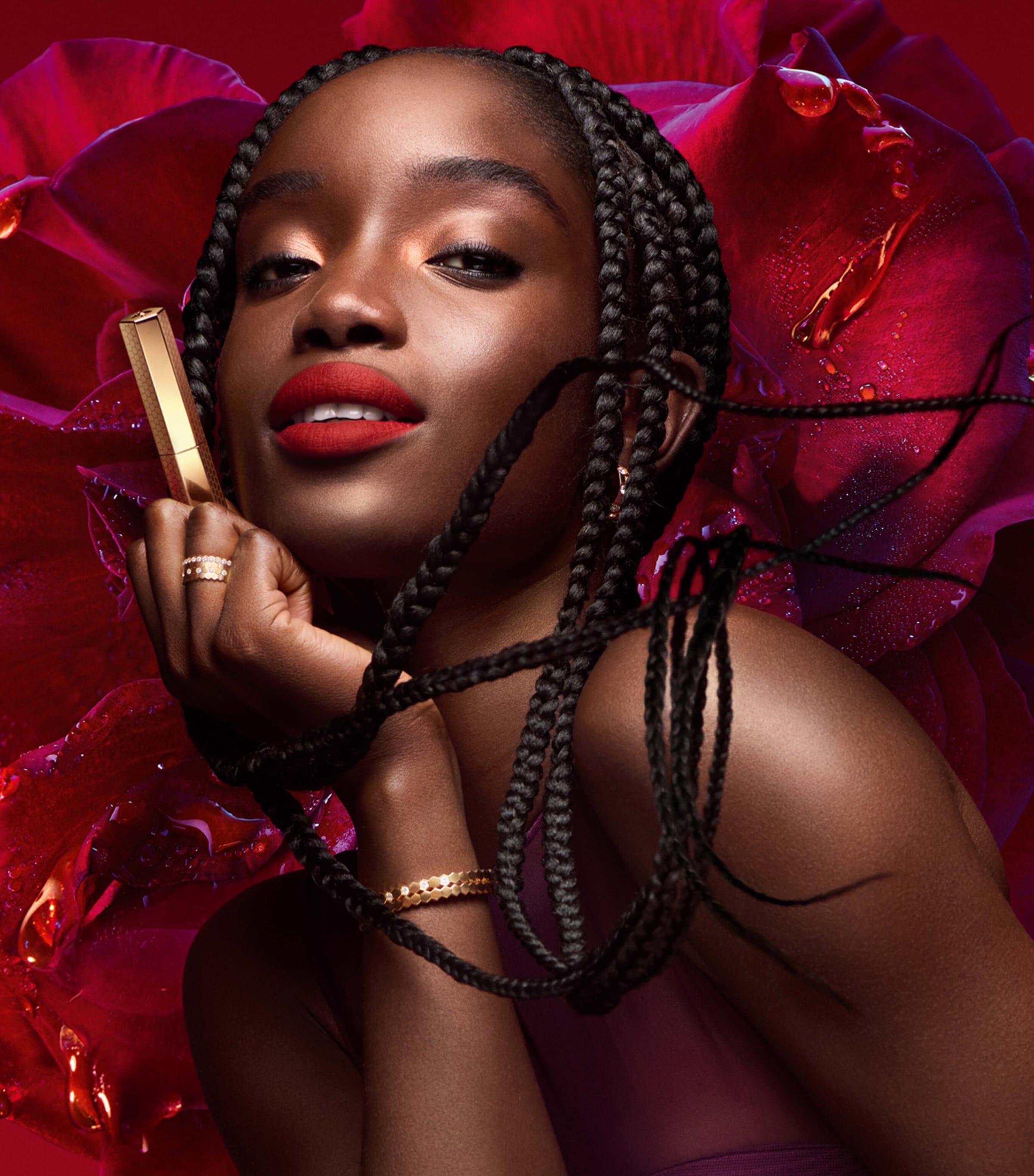 Guerlain KissKiss Honey-Infused Intense Lipstick Red Aster Image 9