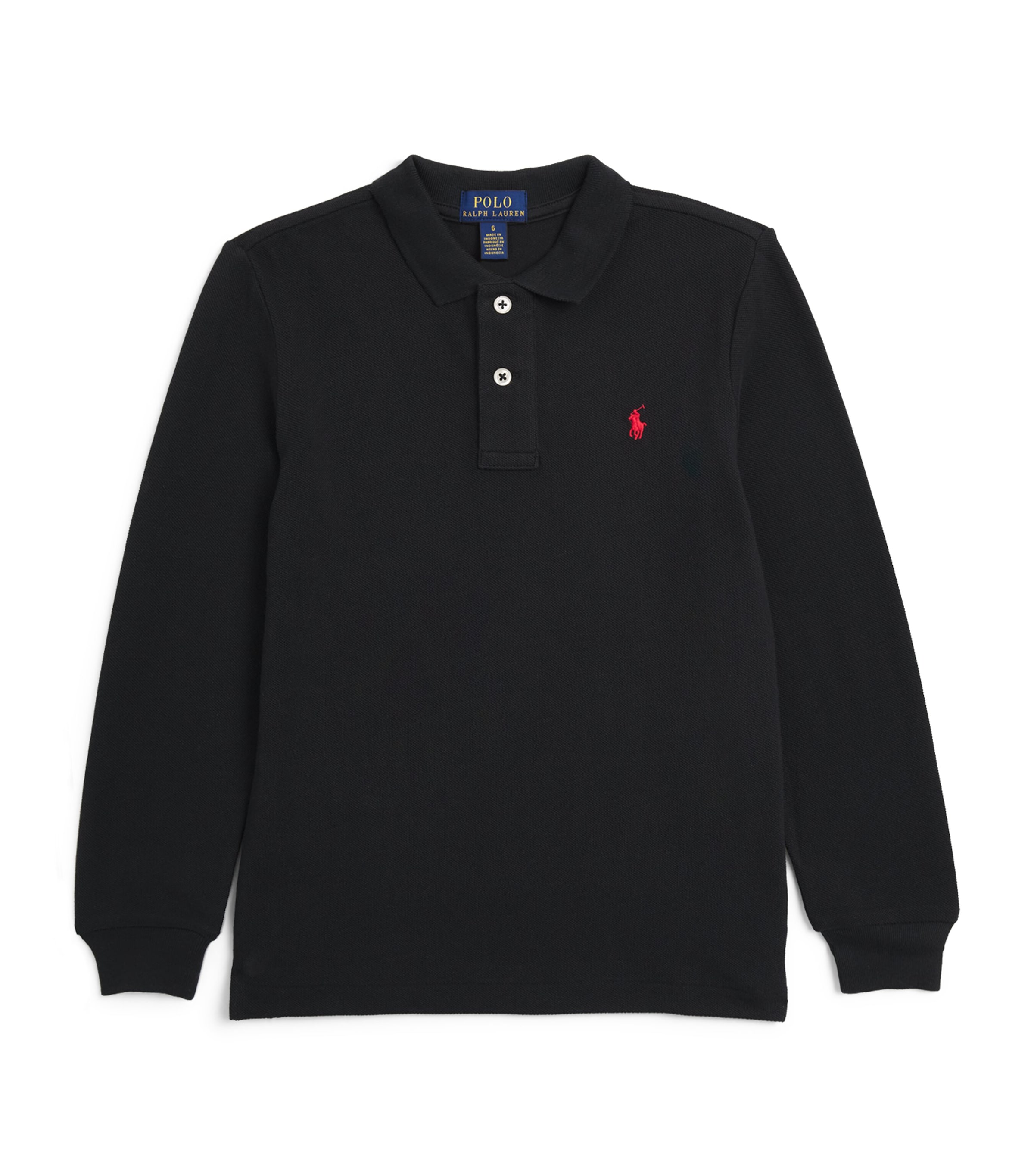 Ralph Lauren Cotton Long-sleeve Polo Shirt In Black