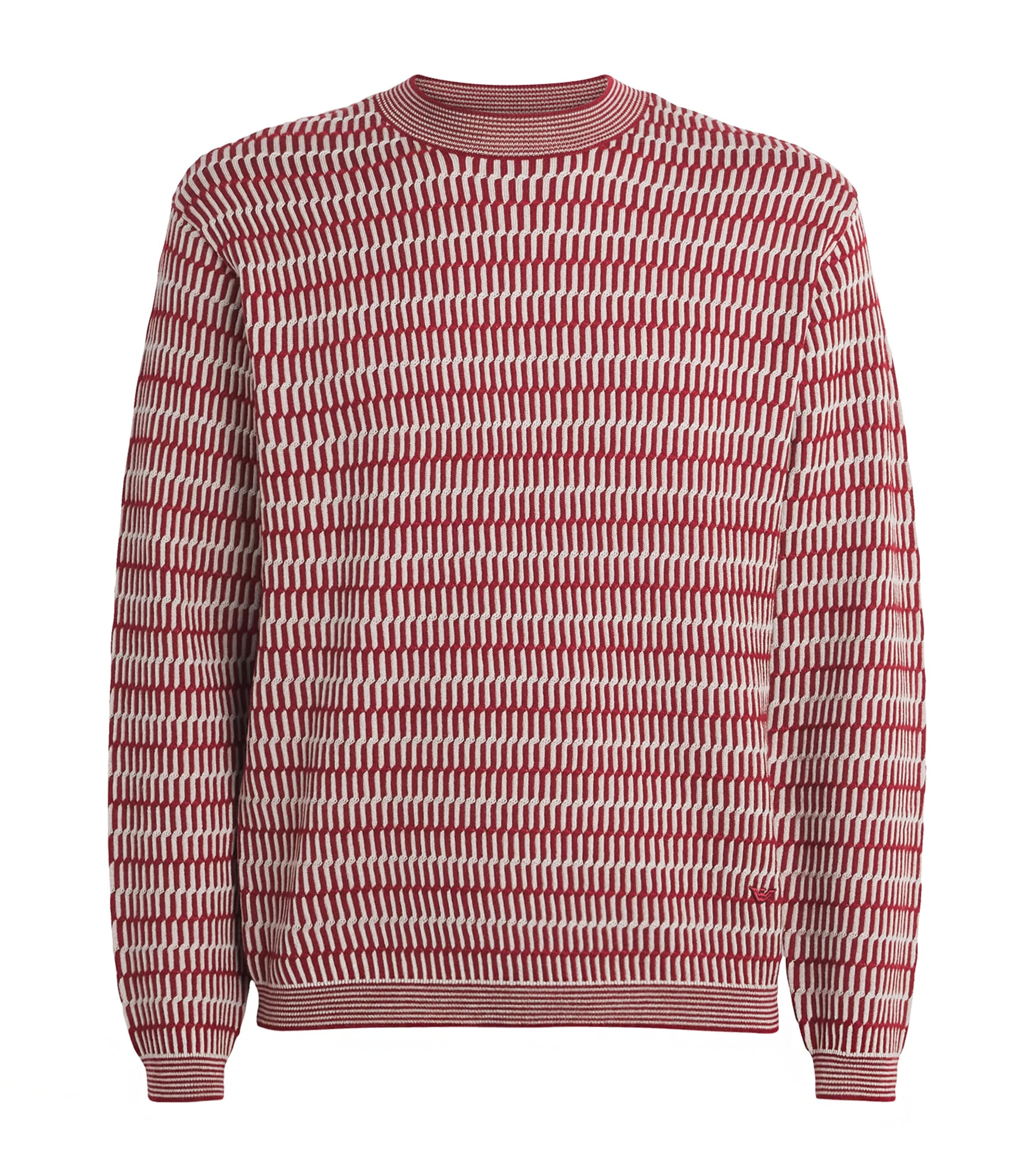 Emporio Armani Virgin Wool Jacquard Sweater In Red