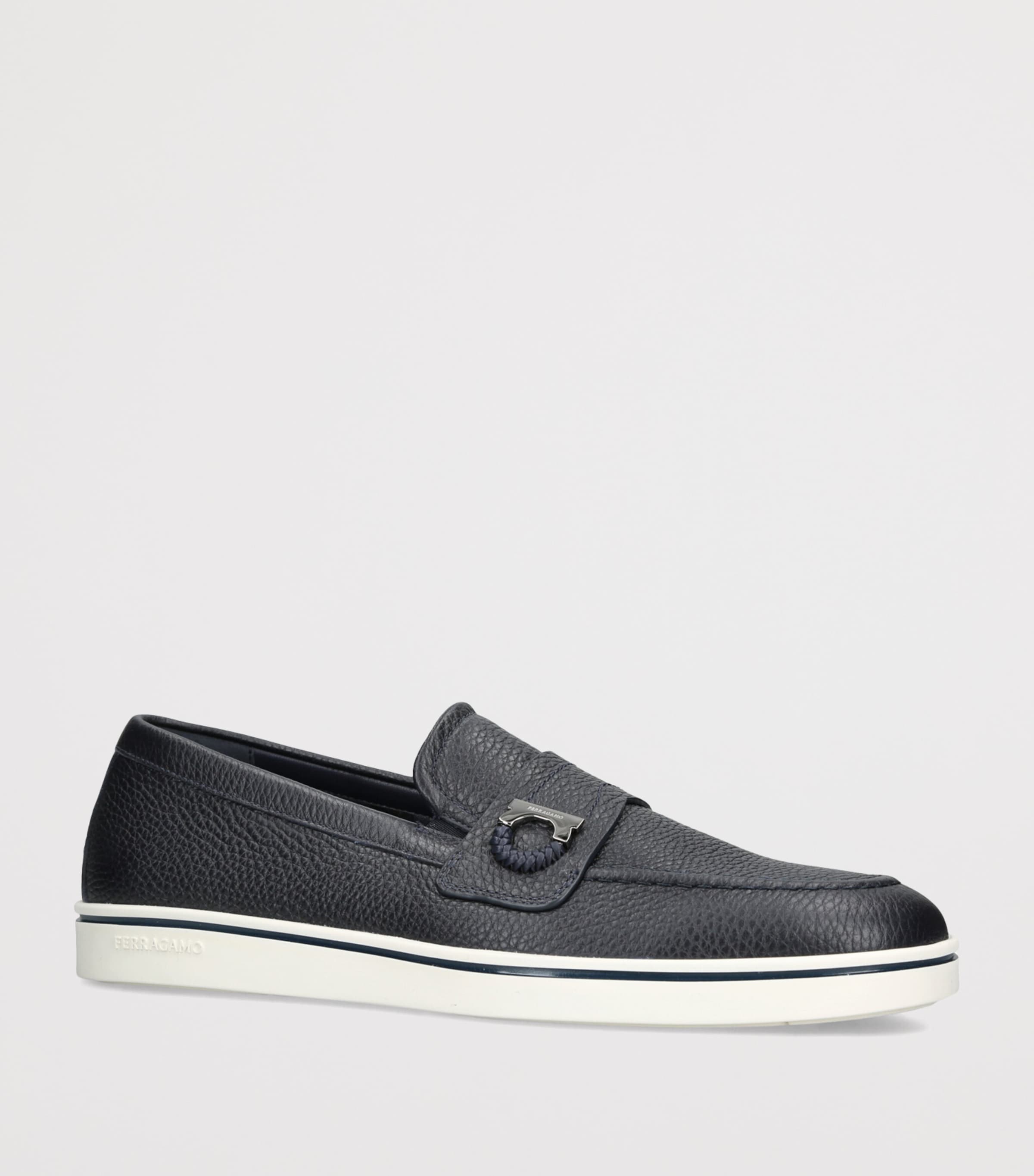 Salvatore Ferragamo Leather Tancredi Loafers Navy Image 2