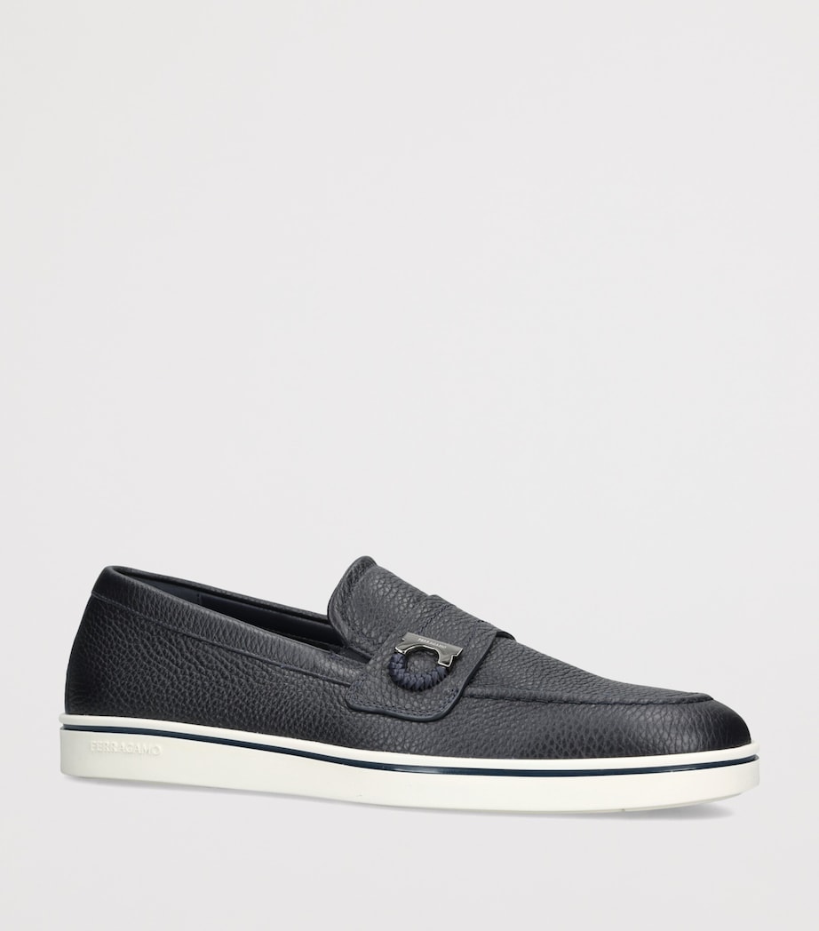 Salvatore Ferragamo Leather Tancredi Loafers Navy Image 2