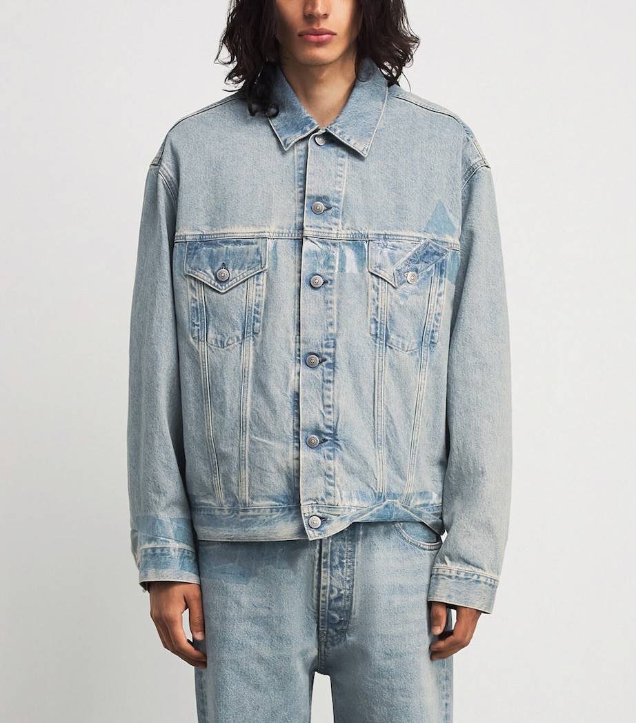 Maison Margiela Mens Distressed Denim Jacket Ice Blue Image 4