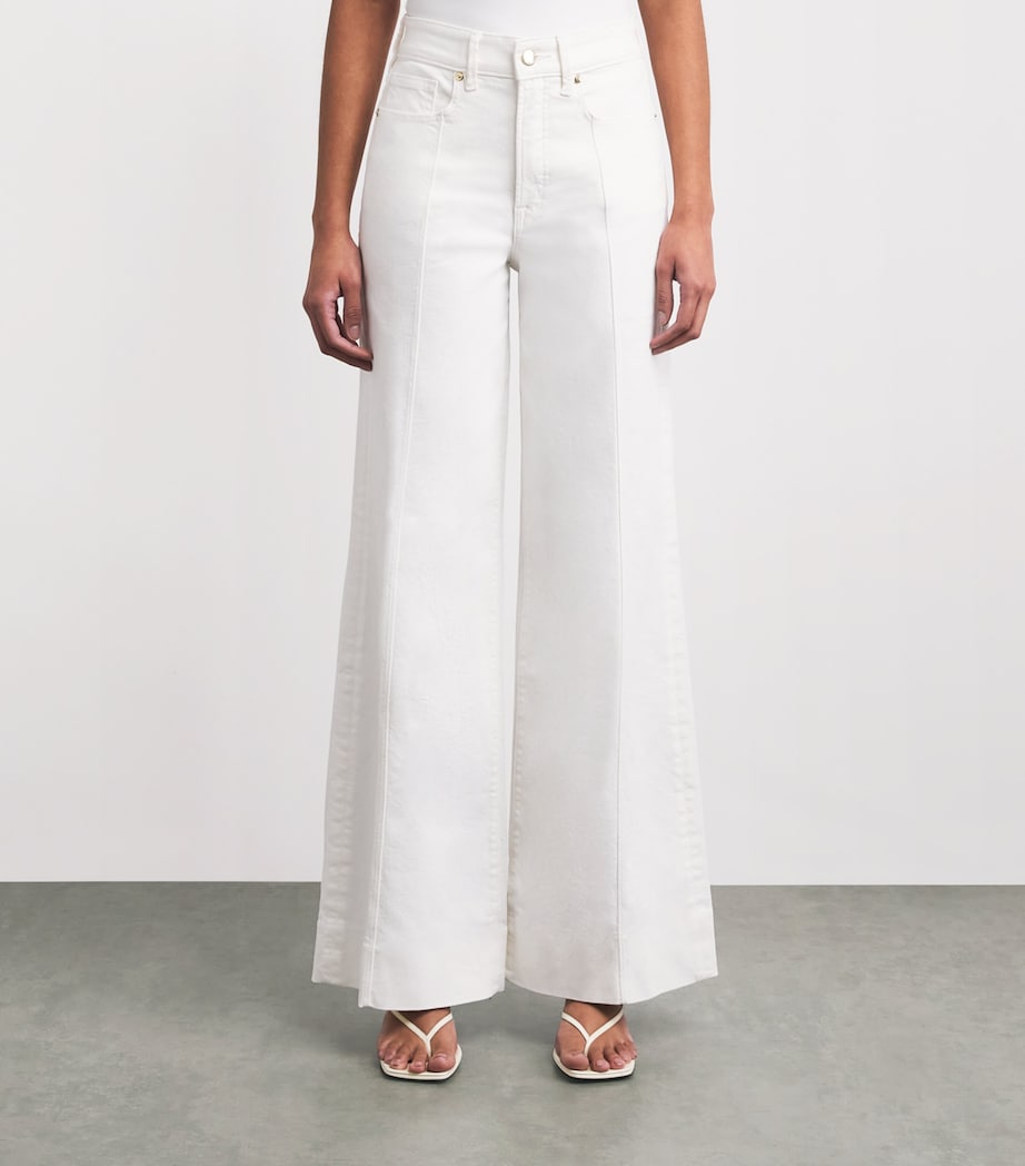 Good American Womens Good Waist Palazzo Jeans Cotton White Image 4