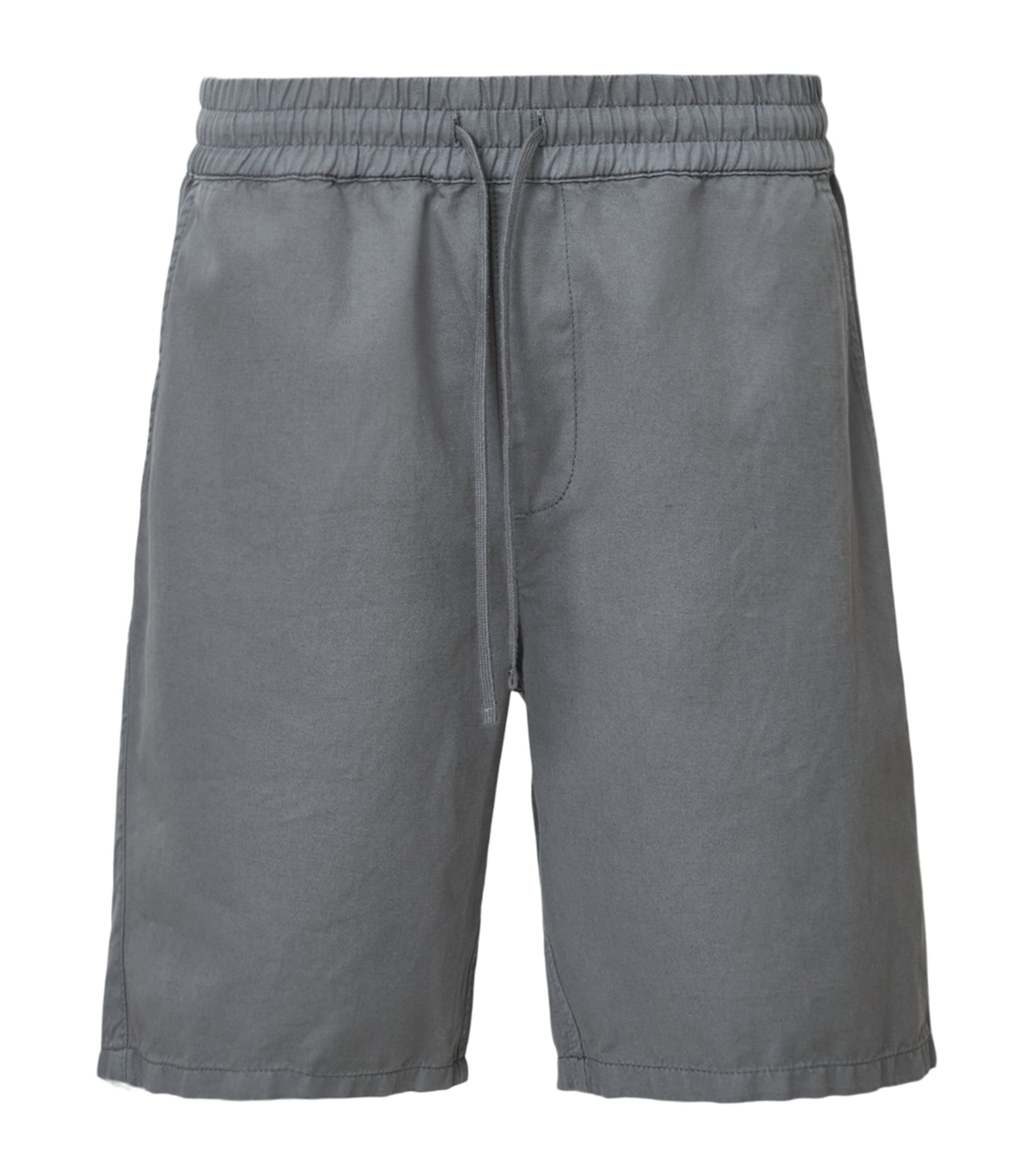 Allsaints Mens Pillar Grey Hanbury Drawstring-waist Cotton And Linen Shorts Xs In Grey