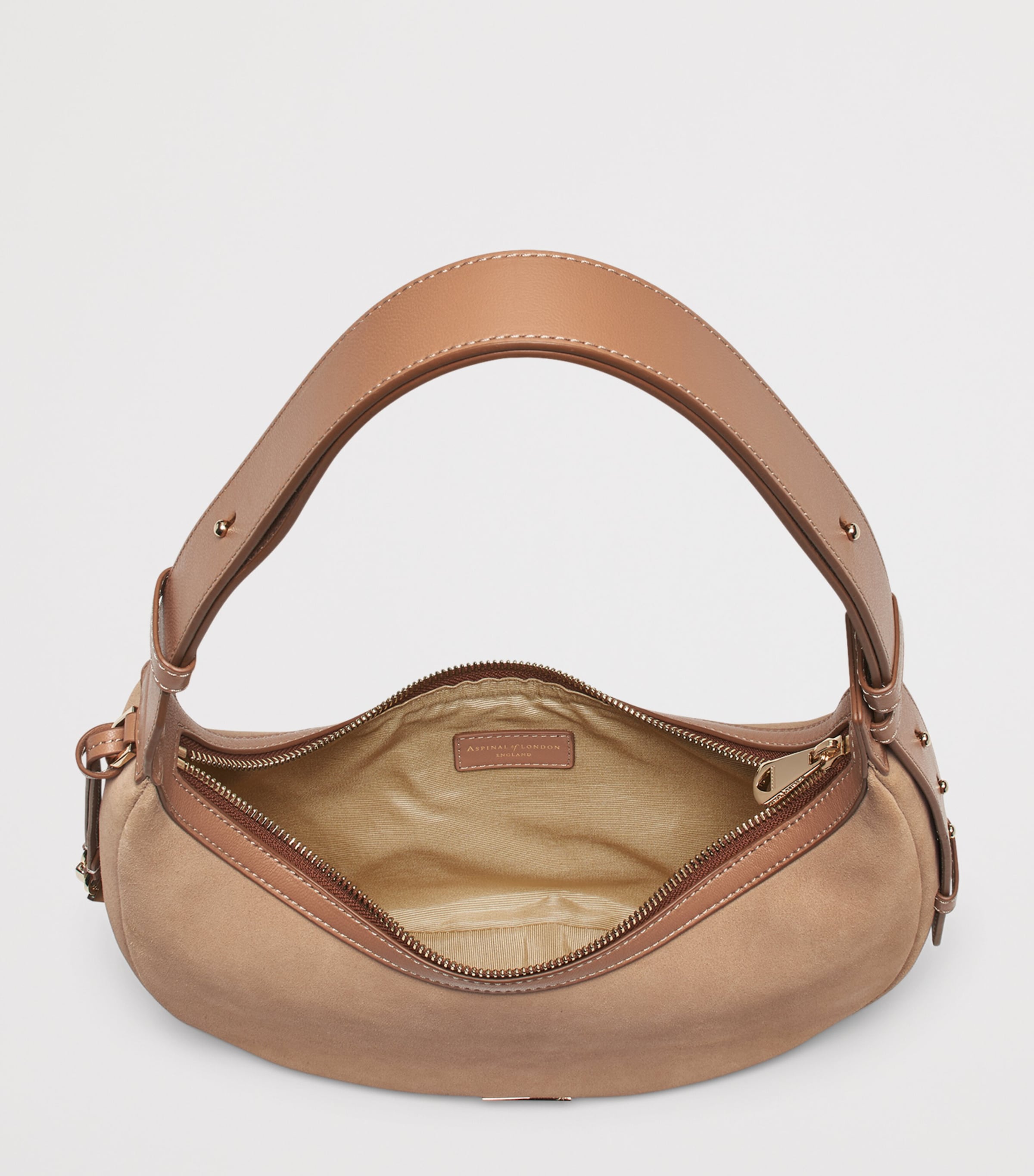 Aspinal Of London Small Leather Soho Crescent Shoulder Bag Naturaltan Image 5