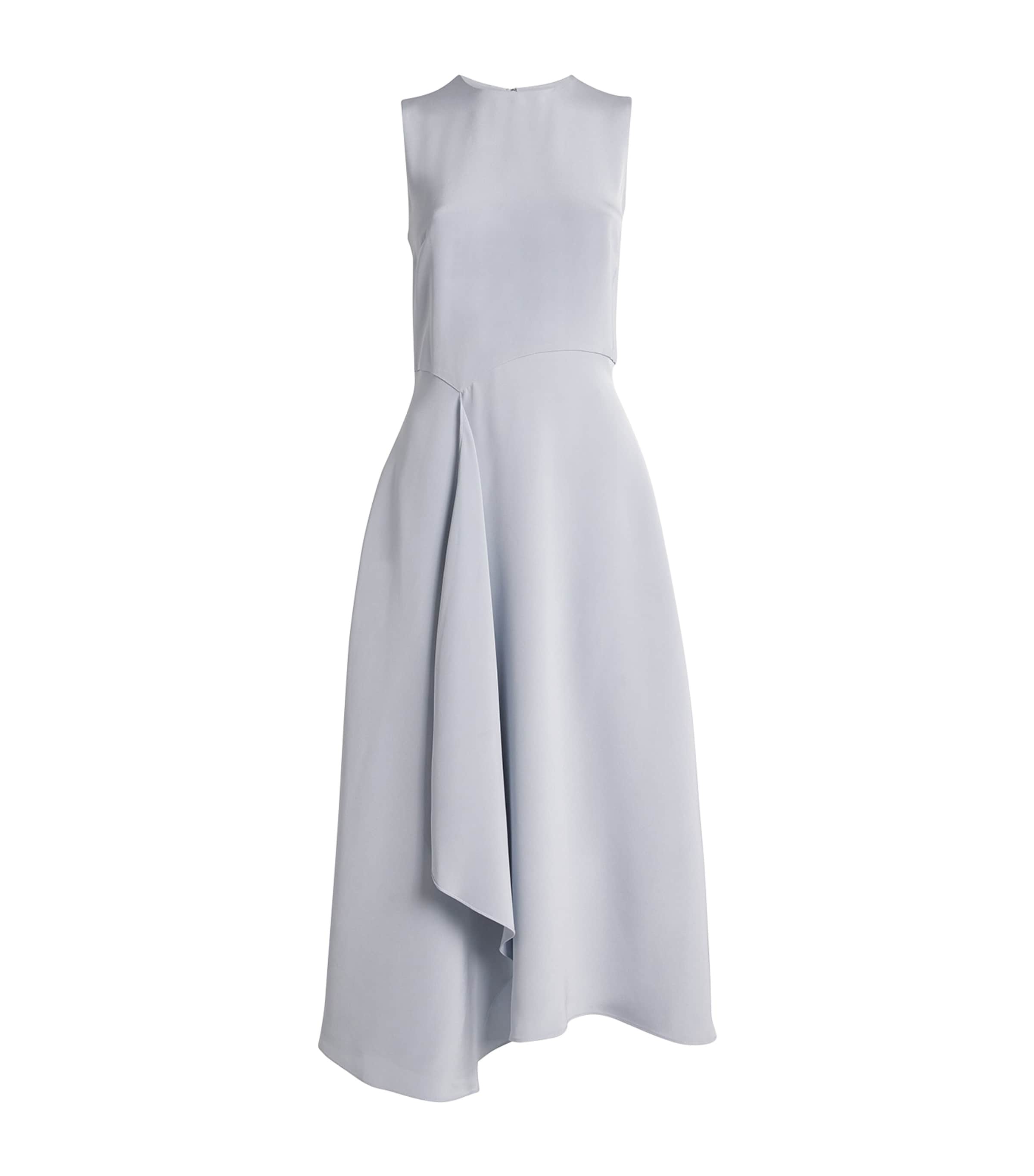Adam Lippes Silk Crepe Lynn Midi Dress In Gray