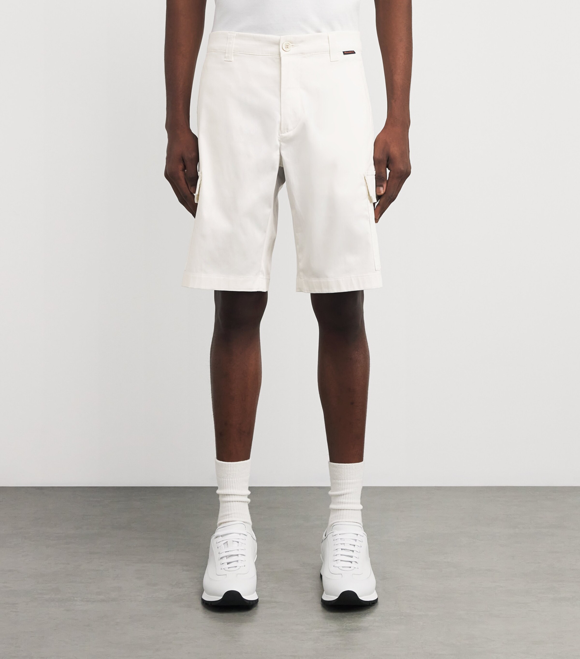 Moorer Mens Cotton-Stretch Aron Shorts Bianco Image 3