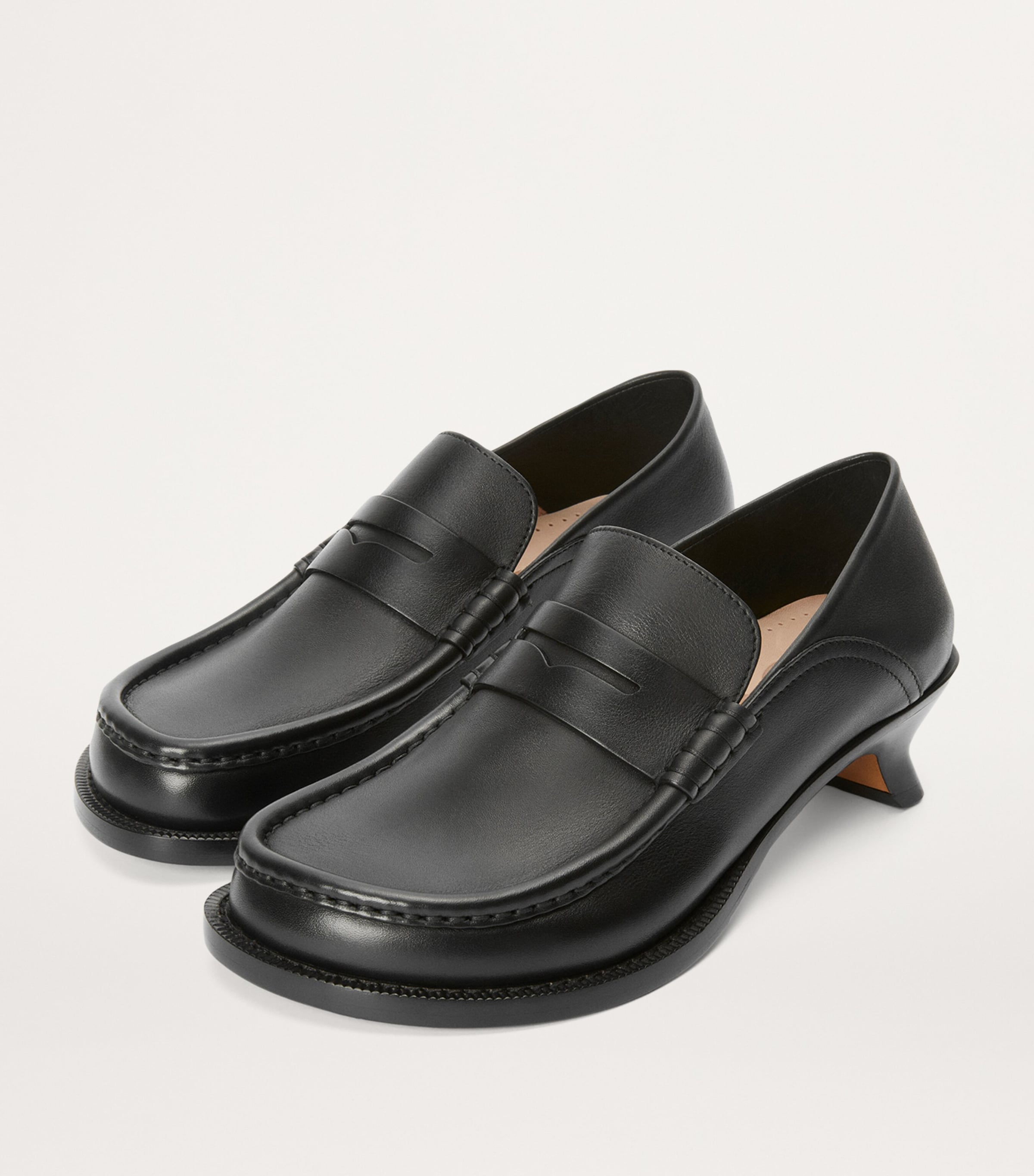 Leather Campo Heeled Loafers 40 BLACK Image 3