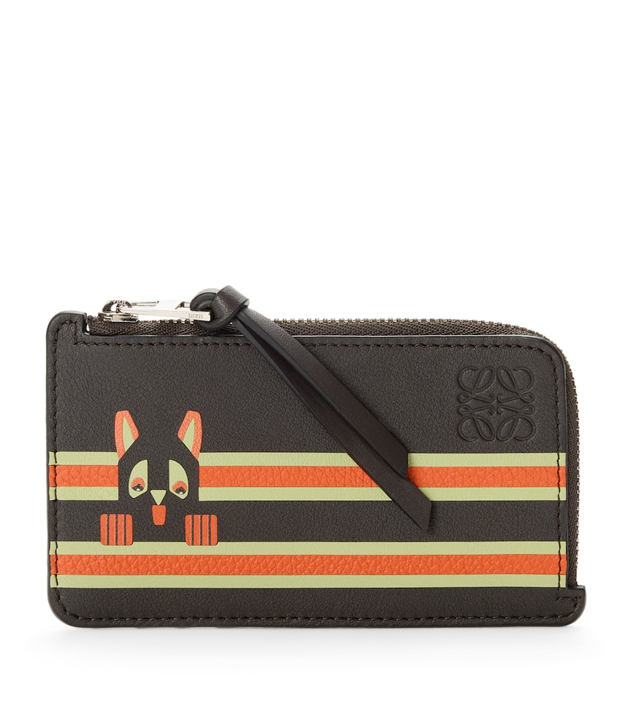 x Louis Wain Leather Futurist Cat Card Holder DARK TAUPE/ORANGE Image 1