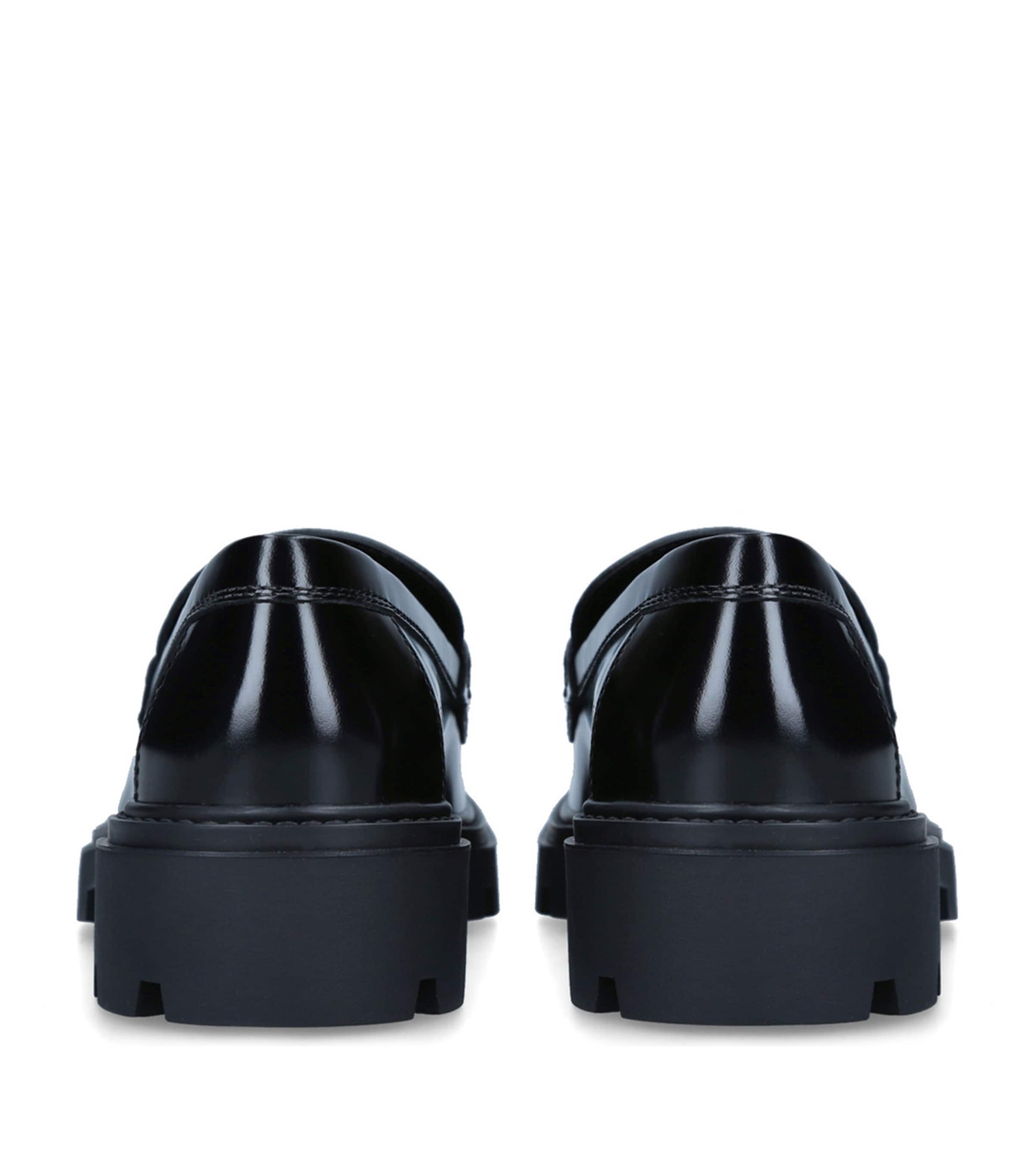 Leather Gomma Frangia Loafers BLACK Image 2