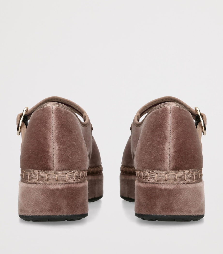 Flabelus Velvet Double Alcmena Mary Janes Brown Image 2