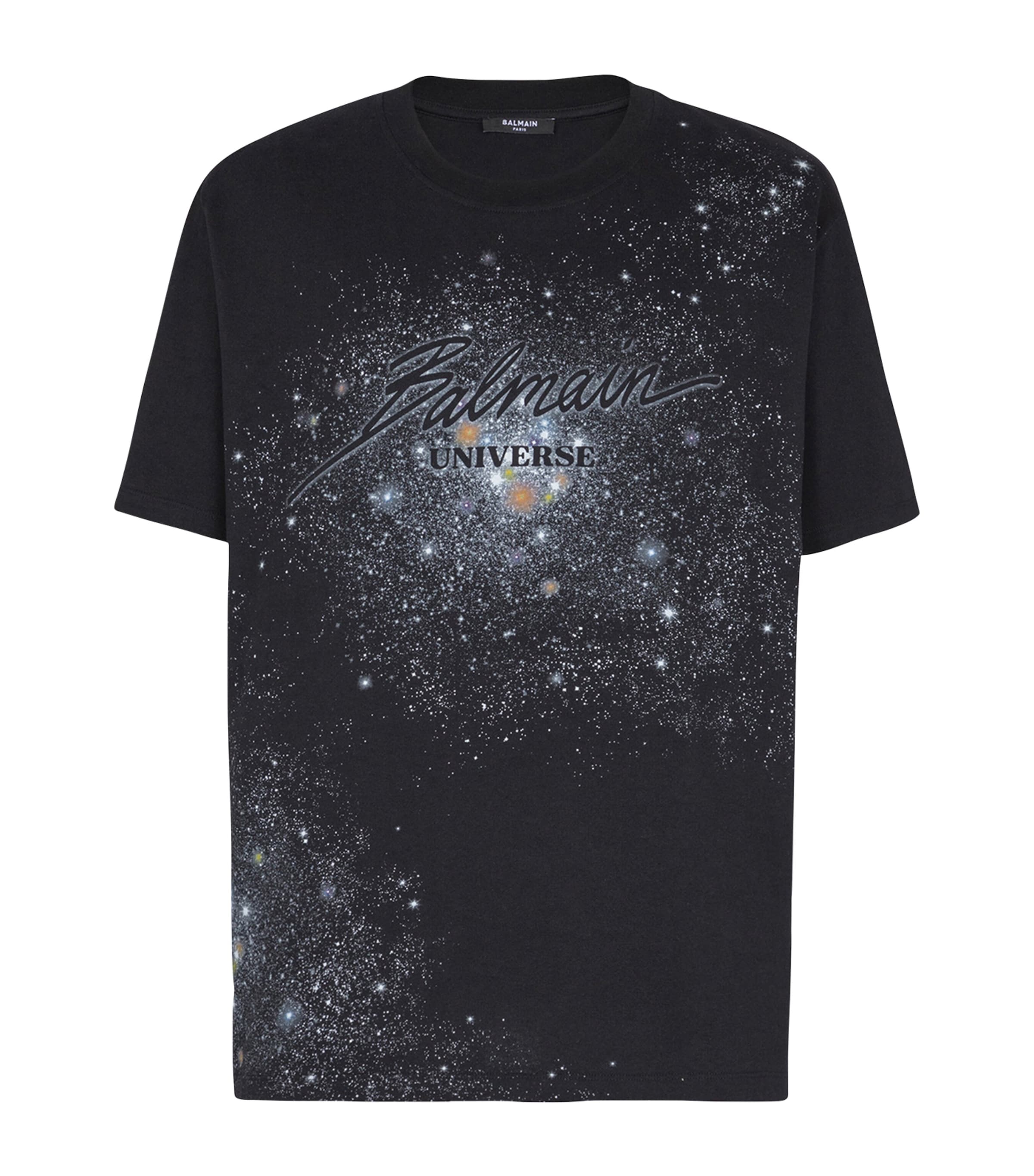 Shop Balmain Universe Logo T-shirt In Black