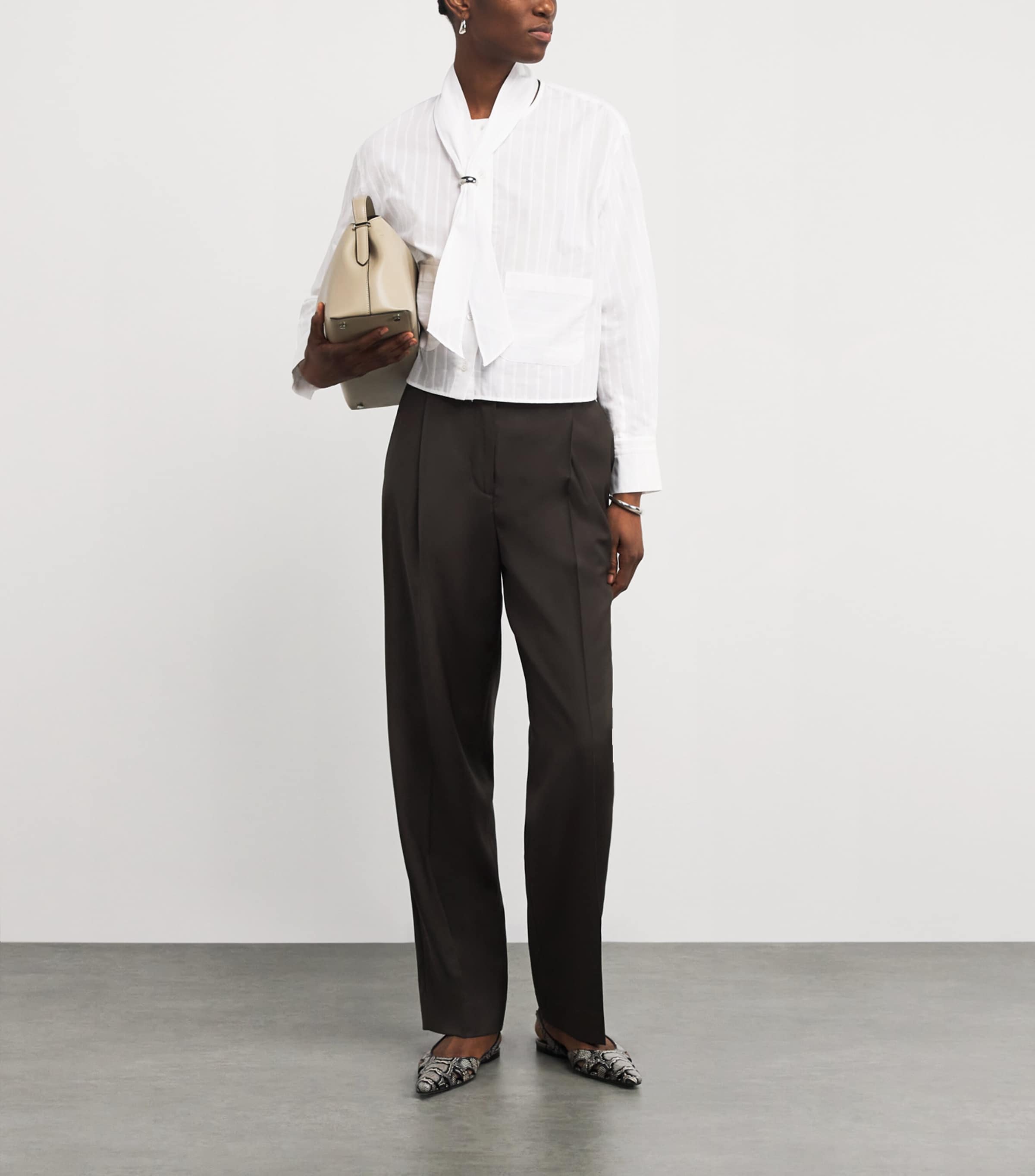 Cotton Stripe Shirt WHITE Image 2