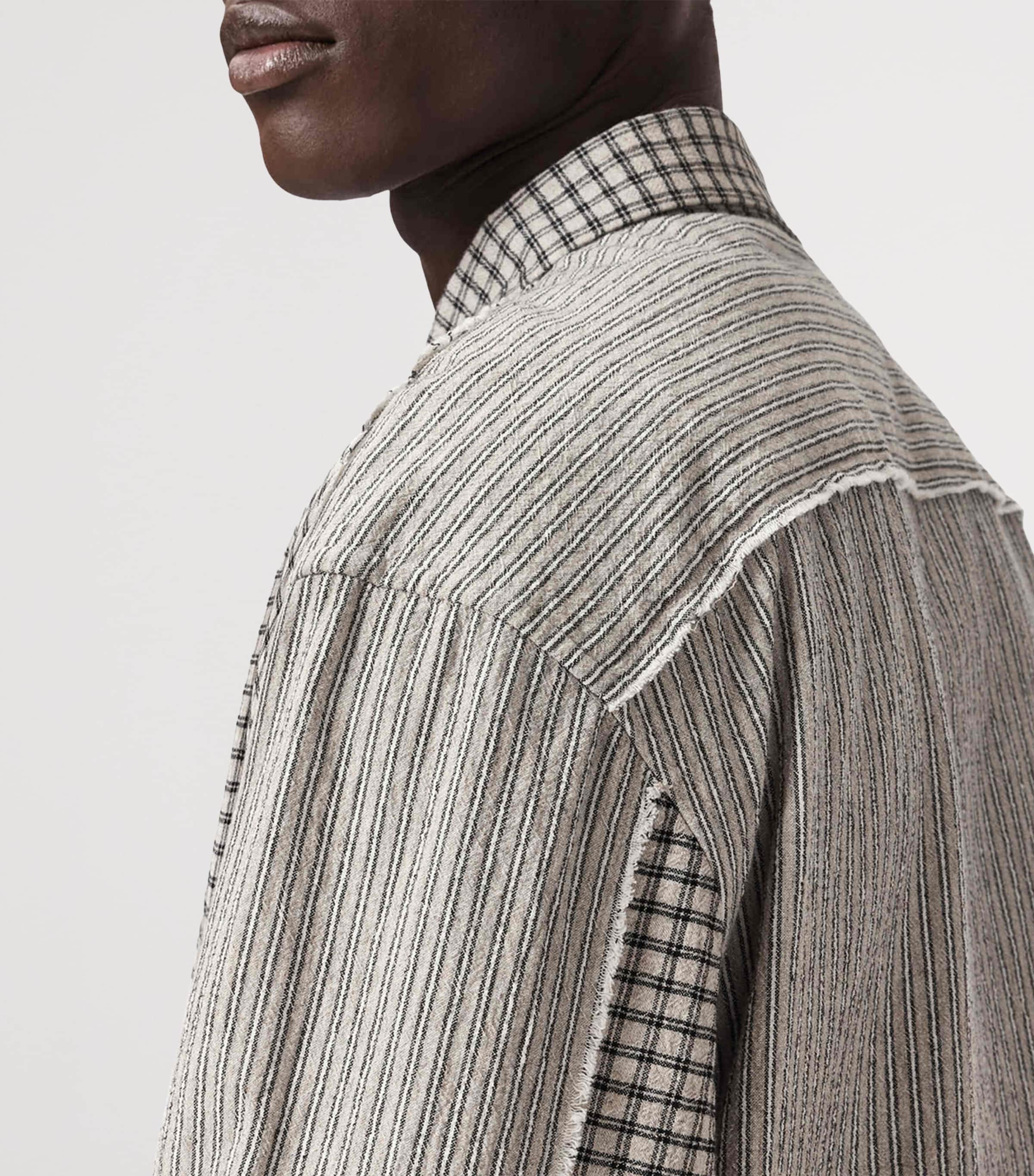 AllSaints Mens Organic Cotton Check Cage Shirt Oat White Image 6