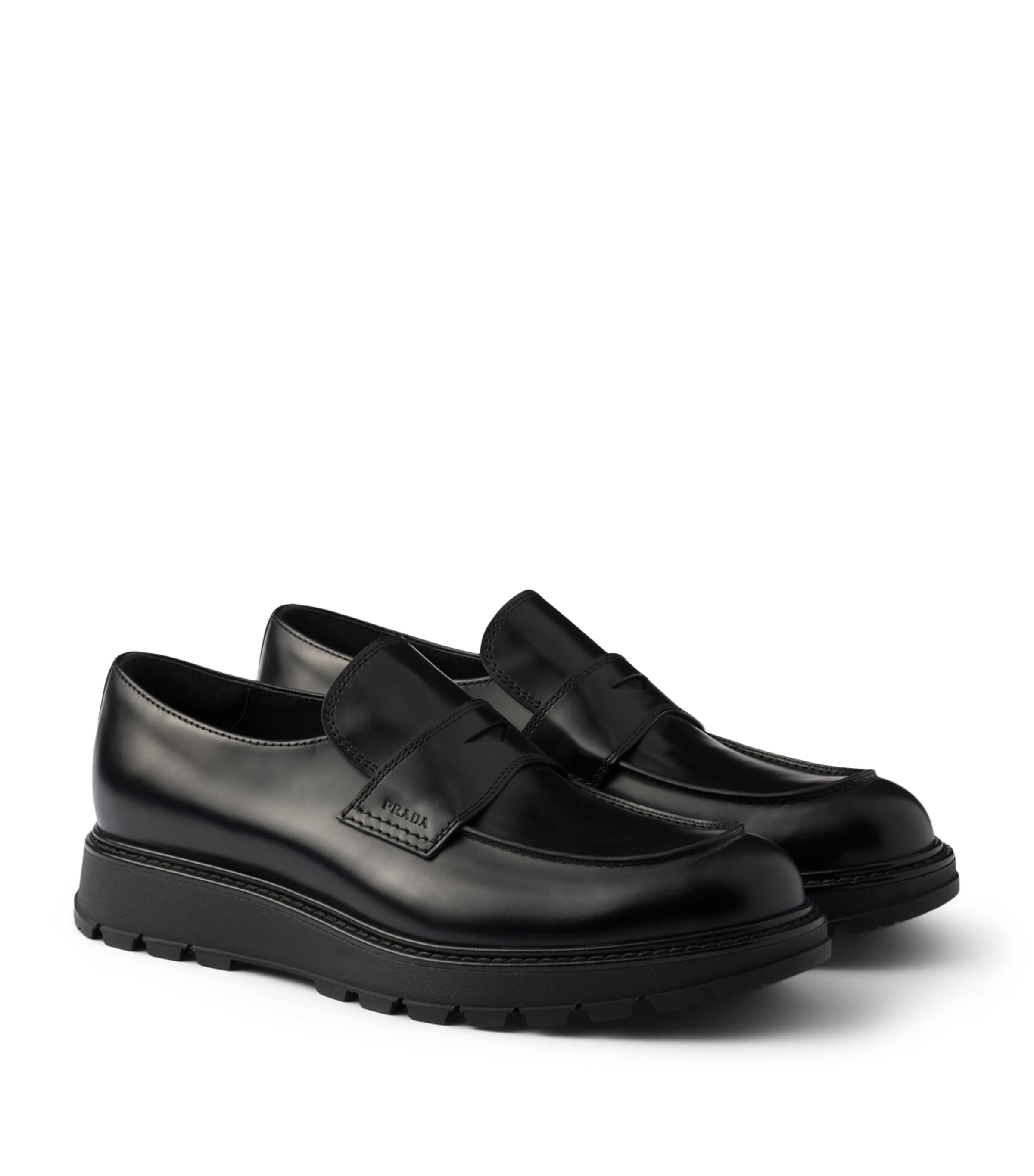 Brushed Leather Flatform Loafers F0002 Image 1