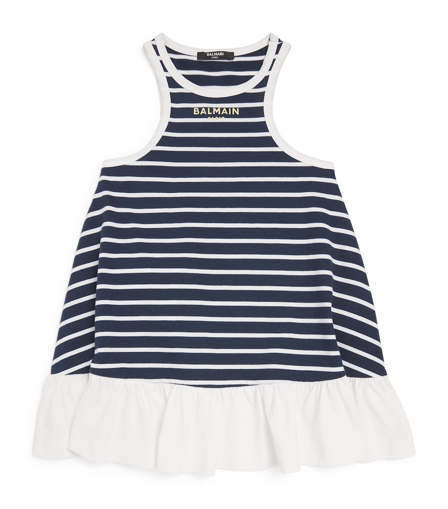 Cotton Stripe Logo Dress (6-14 Years) 617BC BLUE/WHITE Image 1