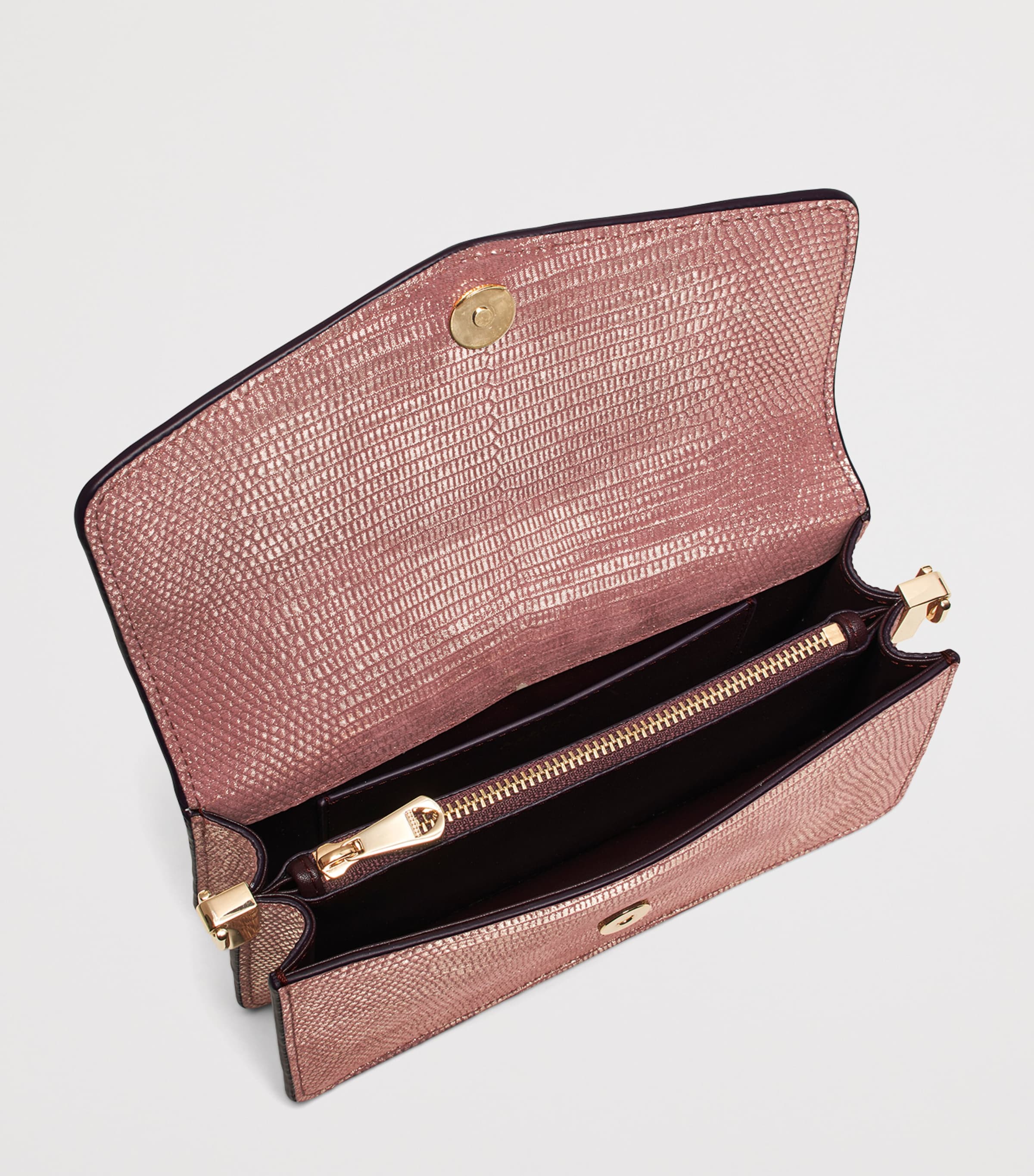 Leather Snakeskin-Embossed Eliza Clutch Bag CASSIS Image 6