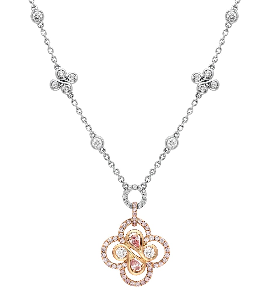 Boodles Large Platinum, Rose Gold and Diamond Be Boodles Necklace Platinum Image 1