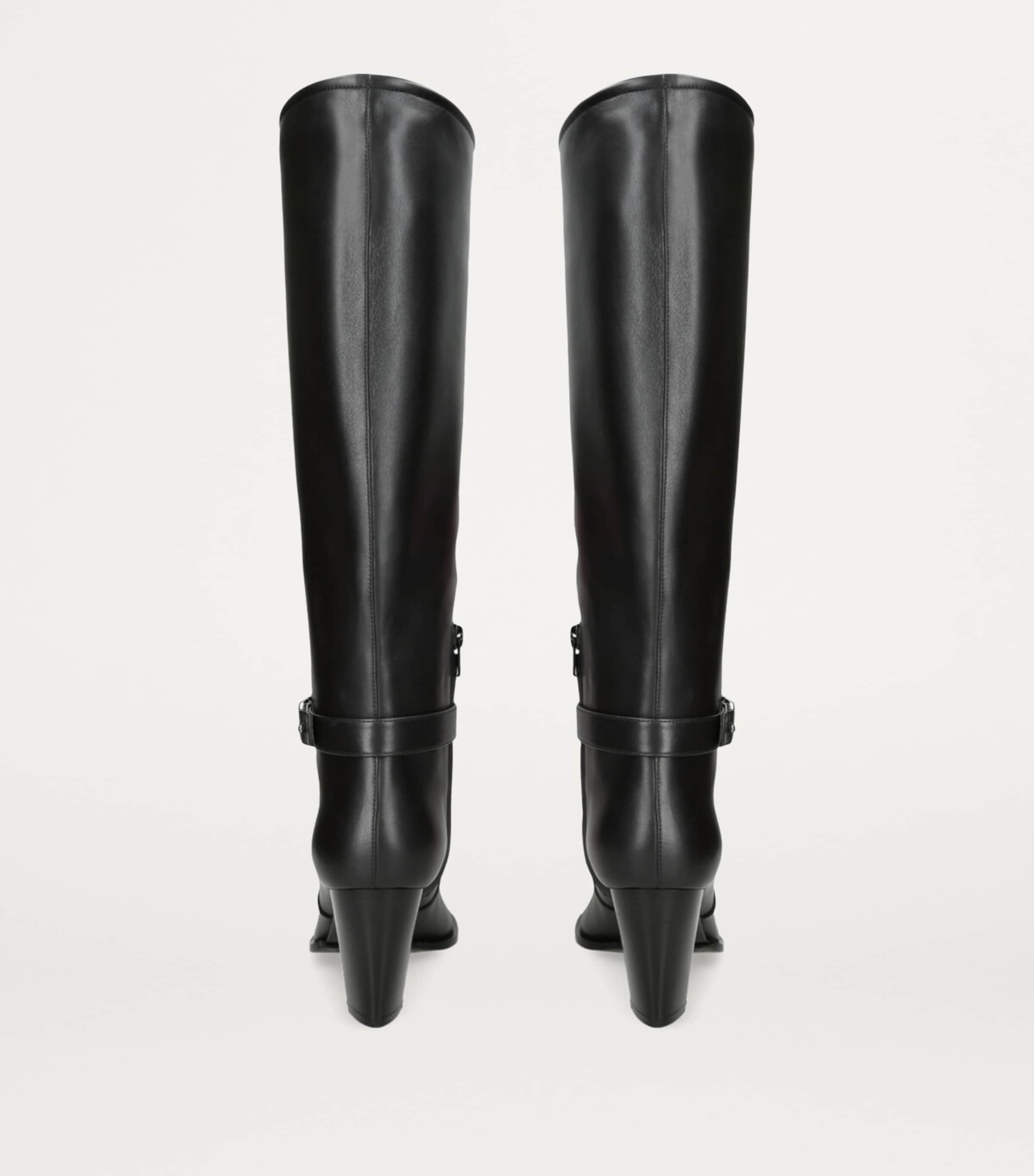 Leather VLogo Knee-High Boots 75 BLACK Image 2