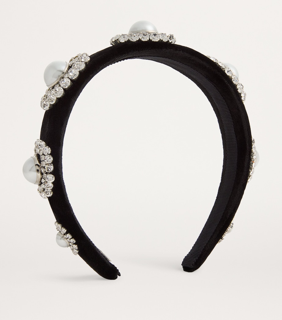 Velvet Embellished Sidney Headband BLACK PEARL Image 2