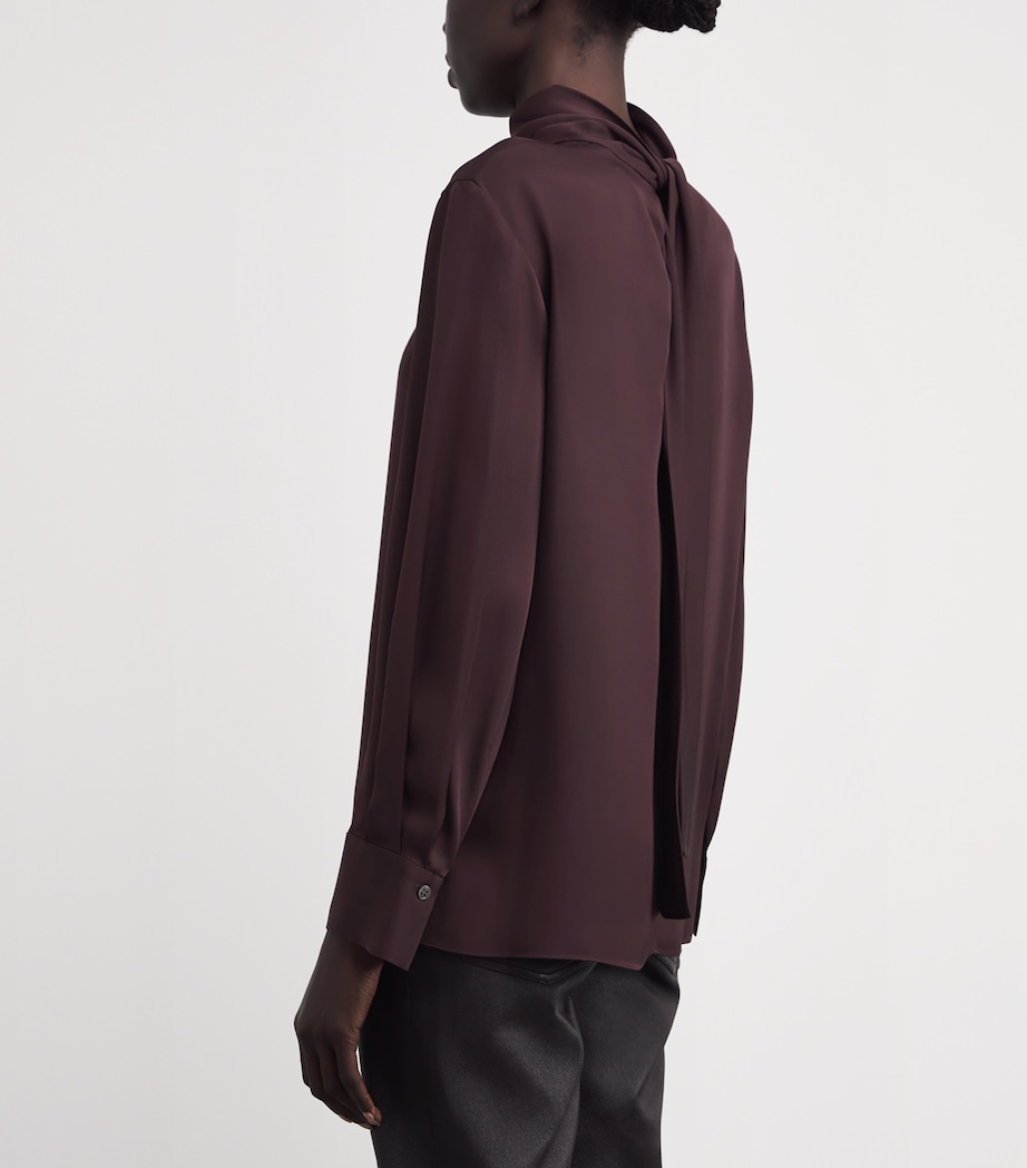 Satin Scarf-Neck Blouse HFR-DEEP PLUM Image 4