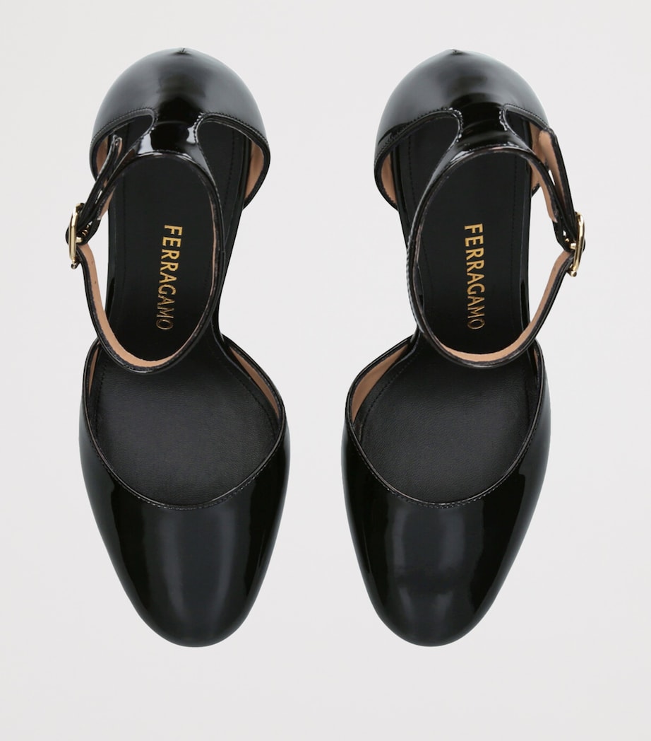 Salvatore Ferragamo Patent Leather Maily Pumps 95 Black Image 4